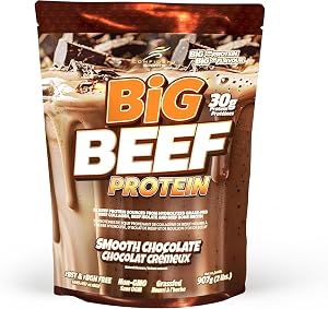 BIG BEEF Protein Powder, Grass-Fed 907g – 30g Protein per Serving, 3x Protein Blend (Hydrolyzed Grass-Fed Collagen, Beef Isolate & Bone Broth), Non-GMO, CONFIDENT SPORTS (907 Gram, Smooth Chocolate) | Grass-fed formula with 30g protein per serving fr