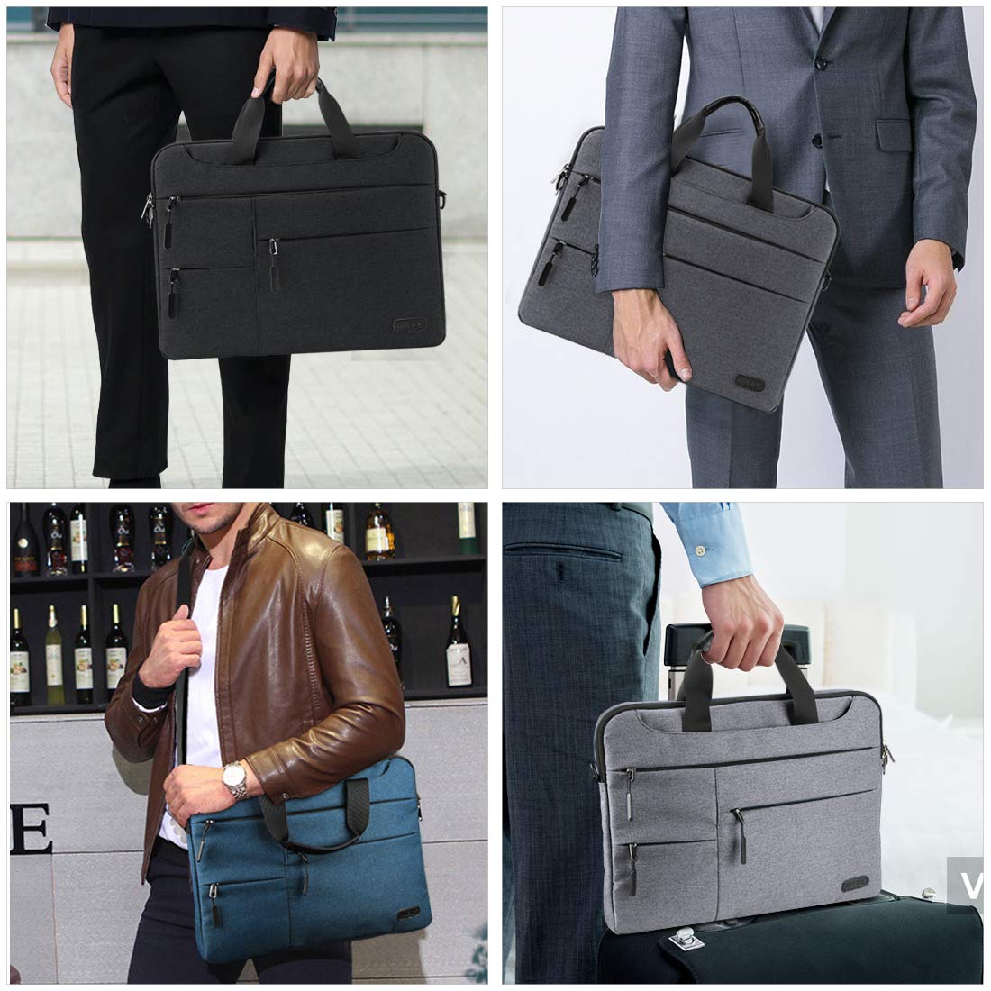 NUBILY Borsa per computer portatile da 14 a 15,6 pollici, impermeabile, borsa a tracolla leggera, per scuola, lavoro, uomo e donna