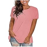 Womens Tshirts Basic Solid Oversized Pullovers Casual Crewneck Short Sleeve Summer Tees Shirt Soft Homewewar