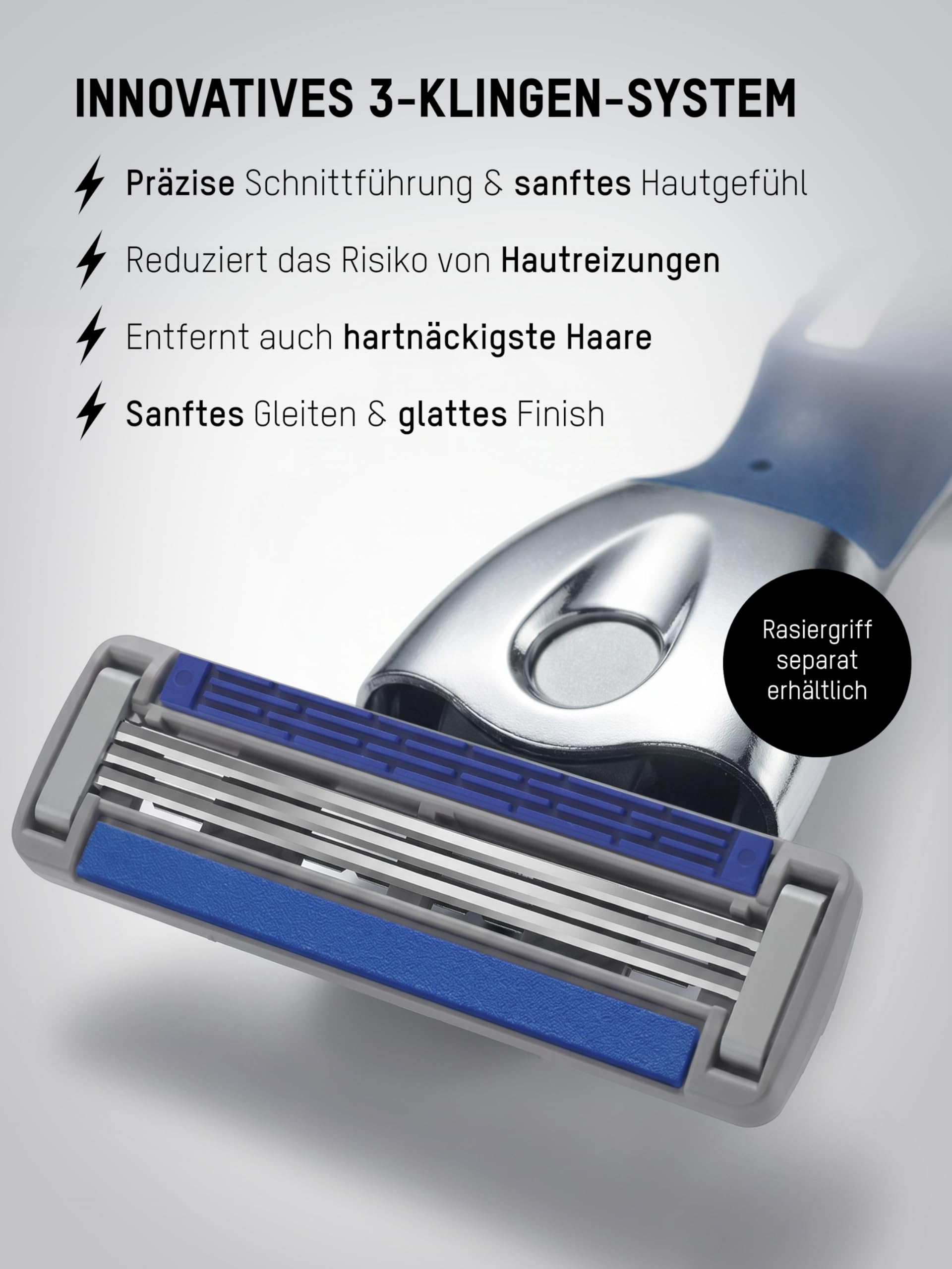 Mornin' Glory Freshman Rasierer Ersatzklingen 16 Stück - Rasierklingen für Nassrasierer - 3 Klingen System - Keramikklingen - rostfreies Design - Ideal für eine gründliche und sanfte Rasur