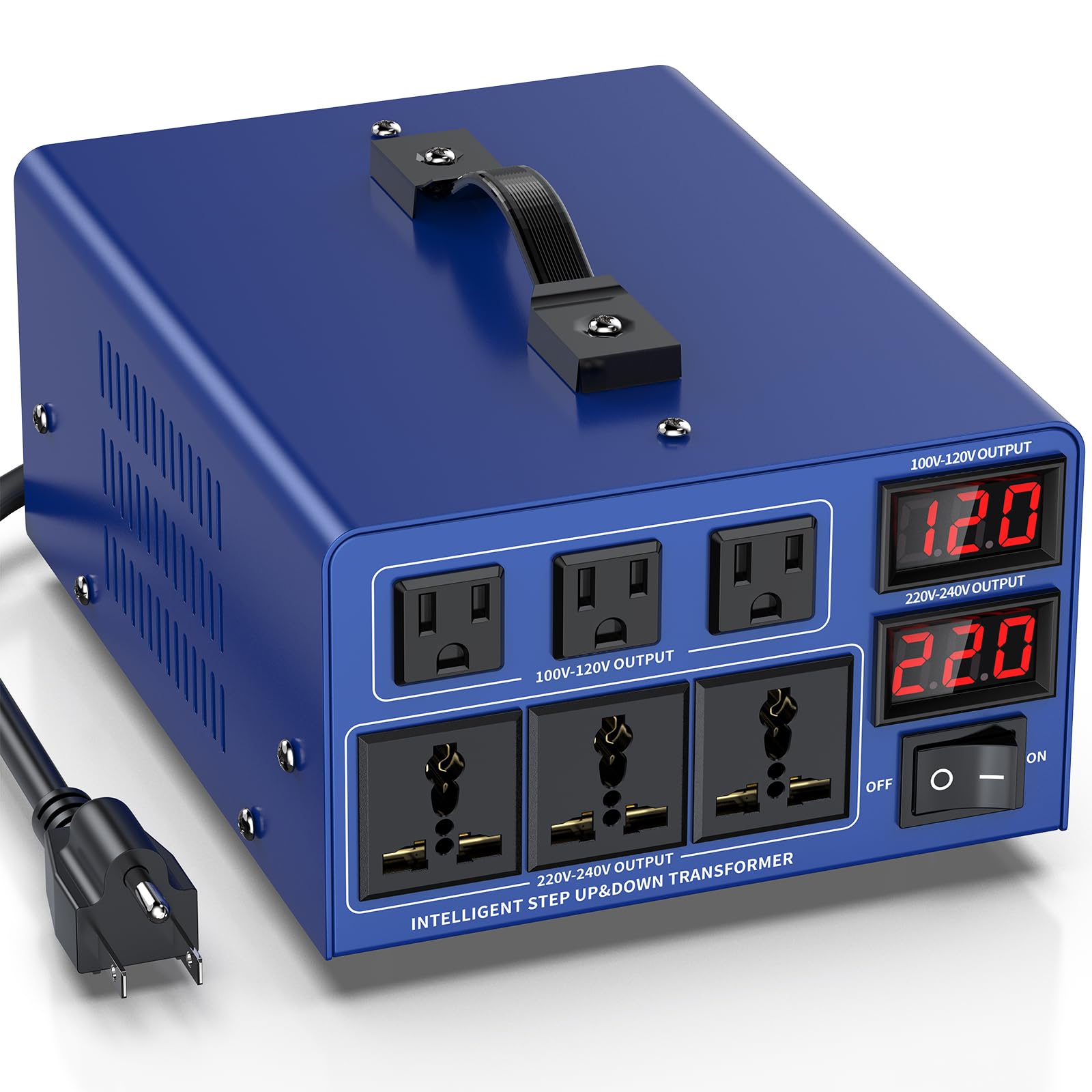 CELYYPU 8000 watt Voltage Conversion Transformer Heavy-Duty Step-up/Step-Down AC 110V/120V/220V/240V Power Conversion, with resettable Circuit Breaker