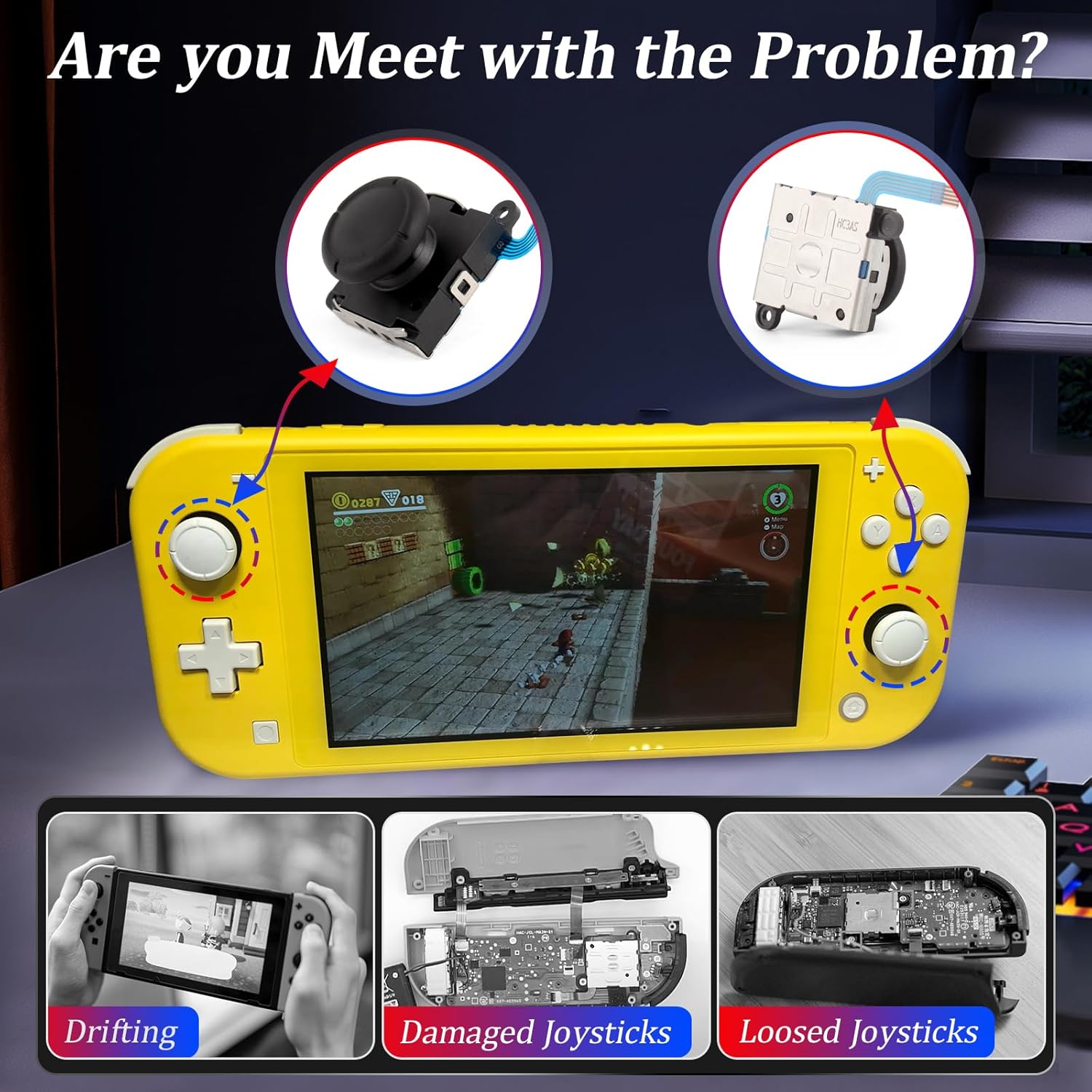 4 Pack Joystick for Nintendo Switch 3D Analog Joysticks for Nintendo Switch Lite/Switch OLED Stick Thumbstick Replacement Parts with Repair Tools(Black) - Image 2