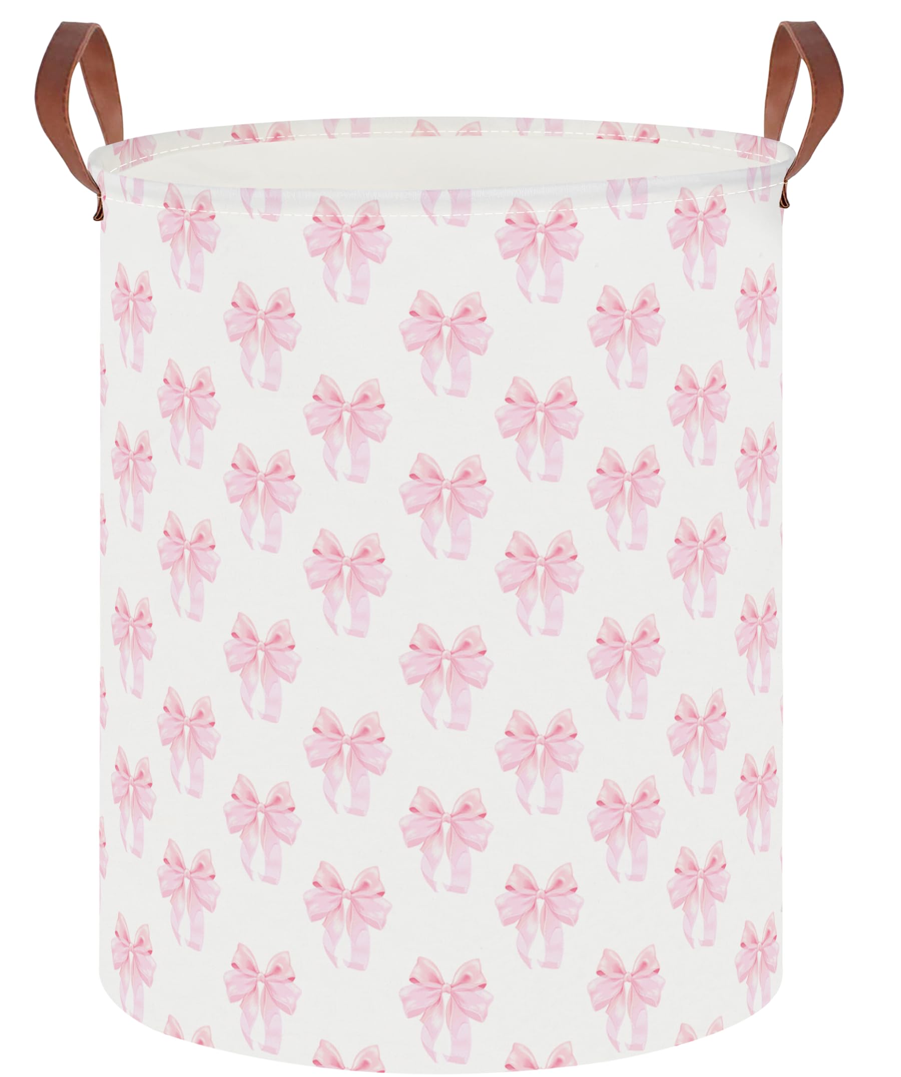 19.7" Laundry Basket,Dirty Clothes Hamper,Waterproof Storage Bin,Room Decor(Shimmer Bowknot)