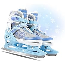 Patins &agrave; glace pour enfants pour gar&ccedil;ons, filles, lames en acier inoxydable, rouges r&eacute;glables, chaussures de patinage pour hommes et femmes d'ext&eacute;rieur, rose patinoire