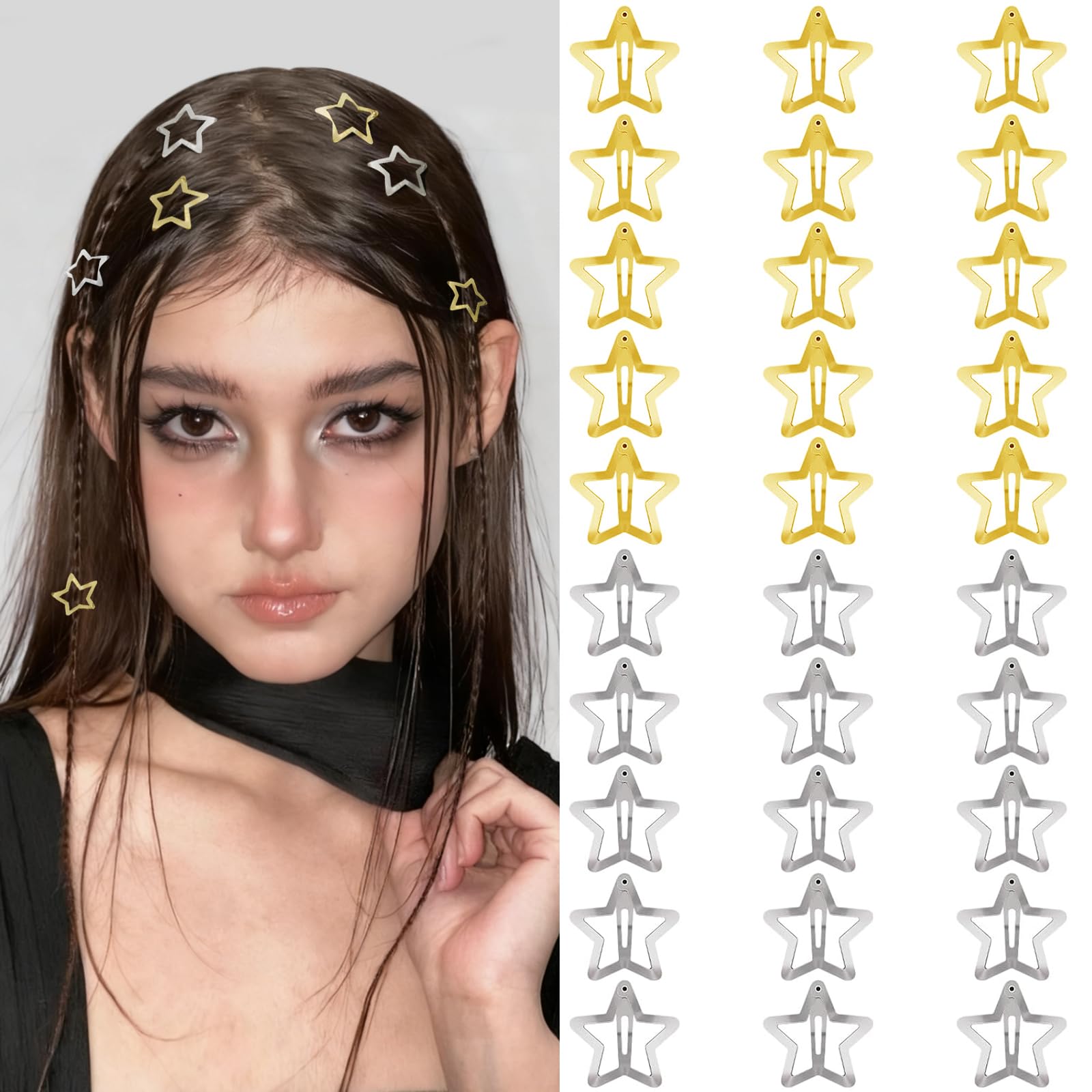 Y2K Star Hair Clips - 100 Pack Multicolor -16 Y2K Star Hair Clips - 100 Pack Multicolor -16