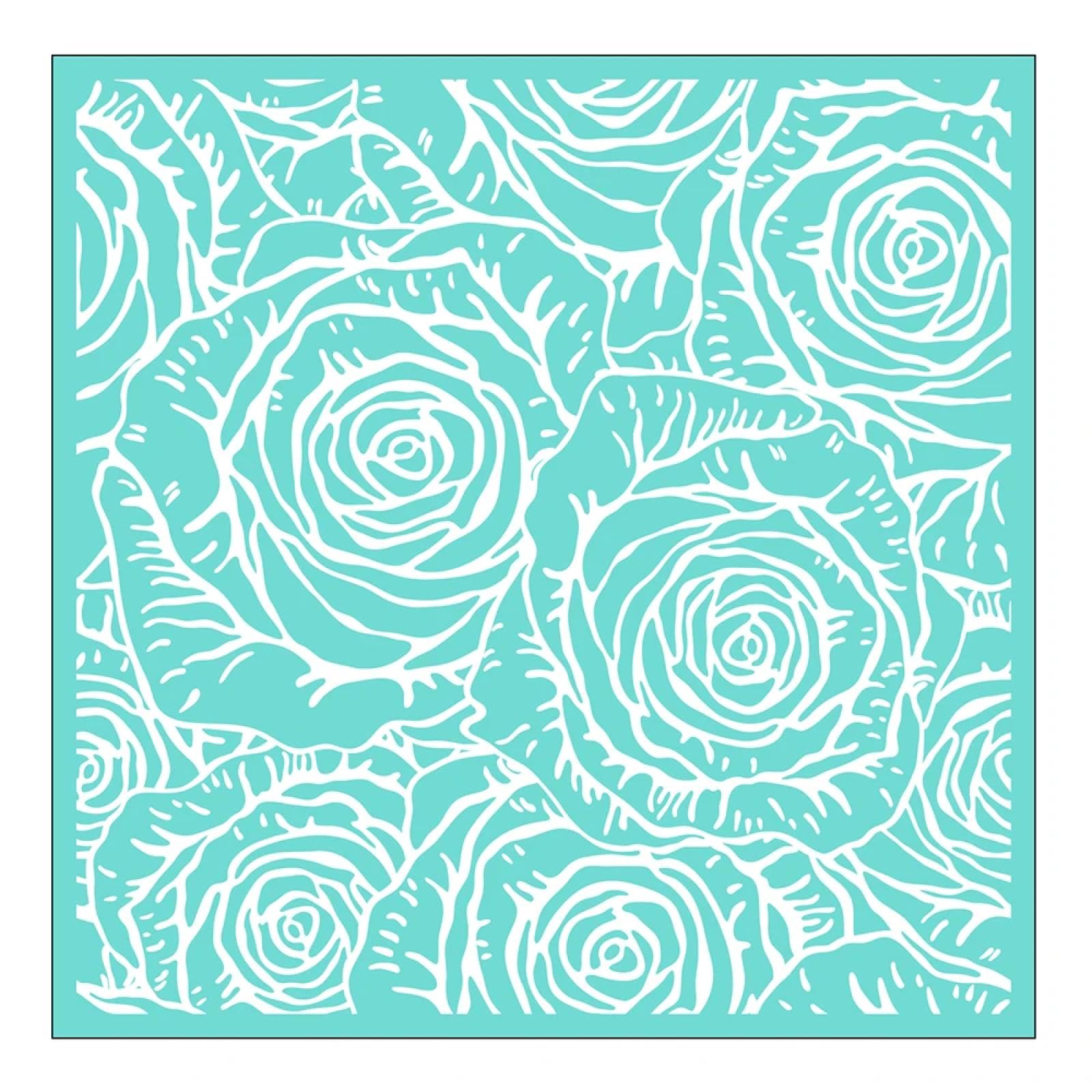 MANGOUSONG Screen Printing Kit,25.3x25.3cm Flower Silk Screen Stencils Reusable Silkscreen Print Kit for Printing Handbag Decoration Template ?Seal Tool