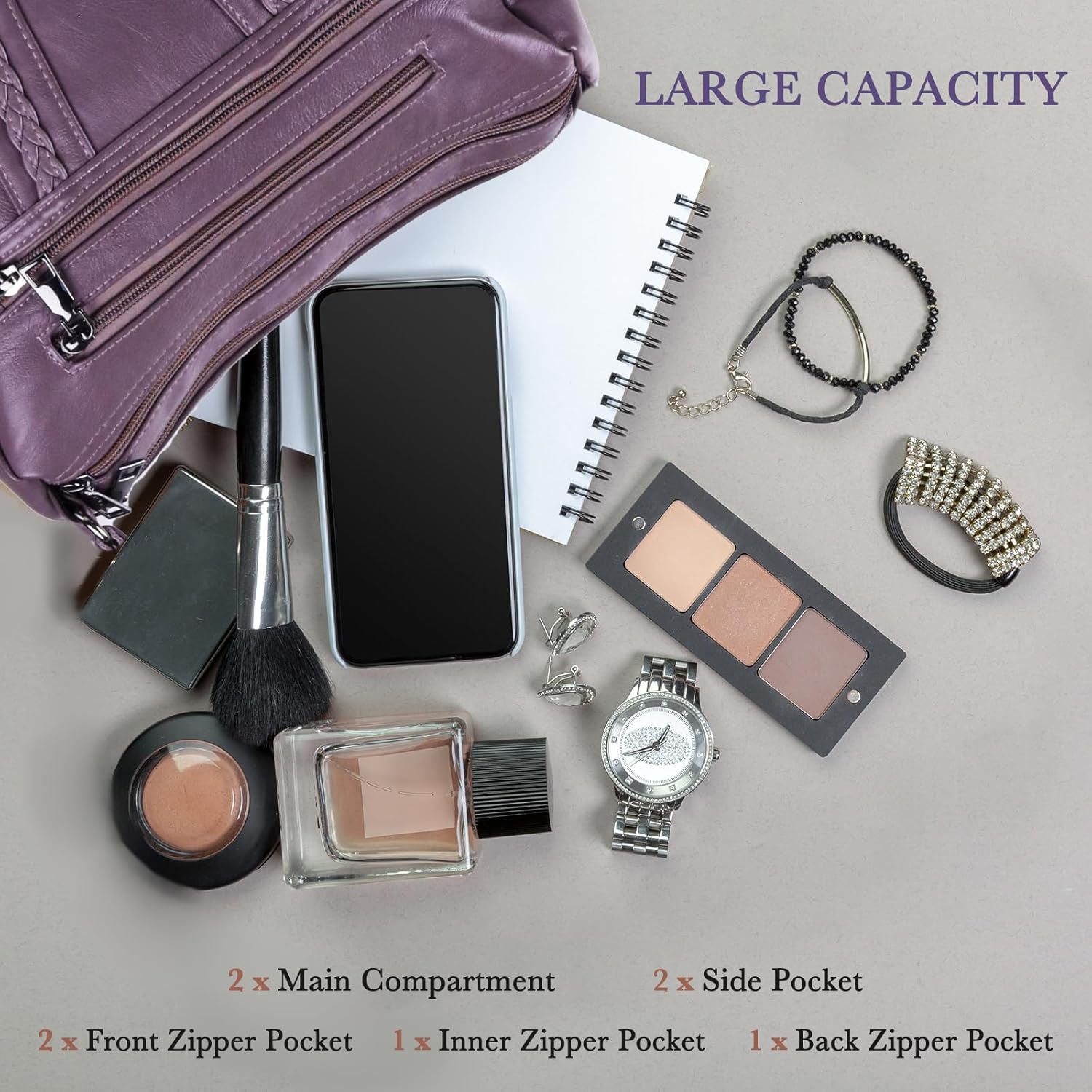 ELDA Crossbody Bags For Women Pocketbooks Soft PU Leather Purses and Handbags Multi Pocket Shoulder Bag - Image 6