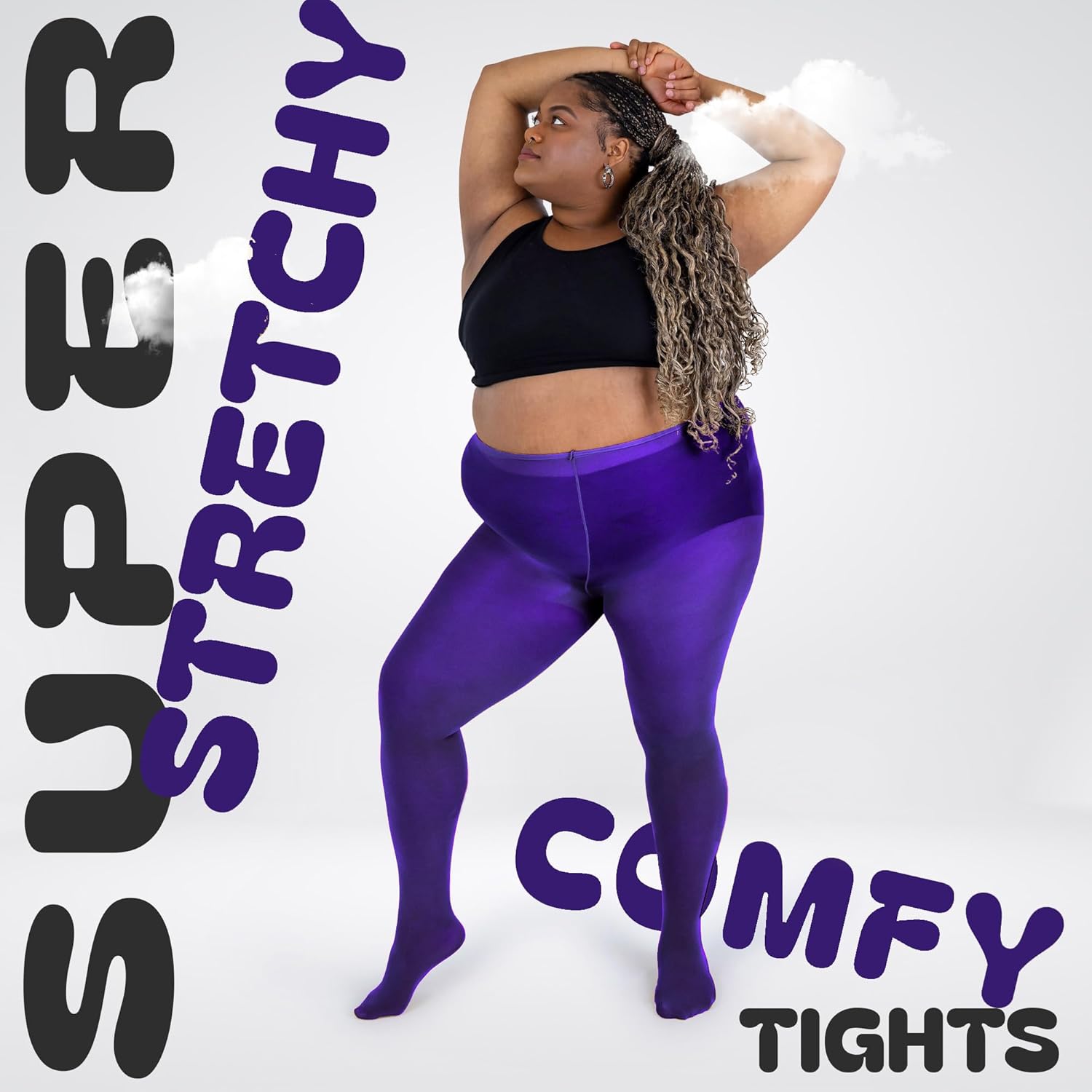 Silky Toes Plus Size Tights for Women | 60D Soft Opaque Comfort Fit Pantyhose | Black or Colored 1-2 pairs | 1X-8X - Image 4