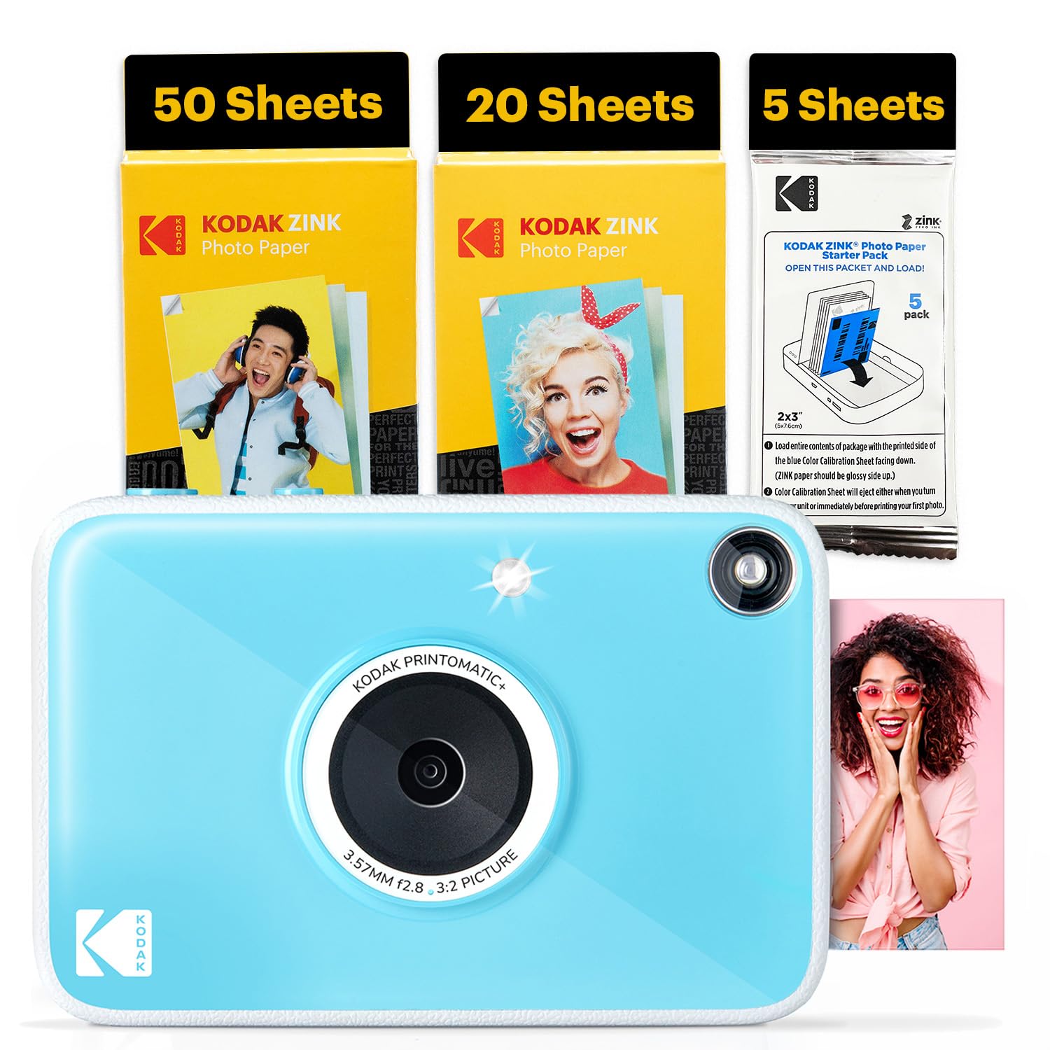 Kodak Printomatic+ Full Color Instant Print Digital Camera (Blue) 75-Sheet Pack, 10MP, RGB LED Indicator, Prints on Zink Photo Paper, 2 x 3 Inches-image-9