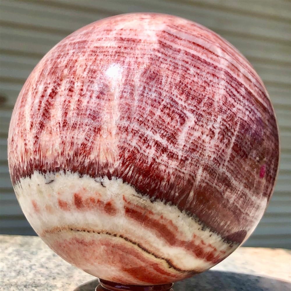 Rhodochrosite Pork Stone Sphere Quartz Crystal Ball Ornaments (Size : 60-65mm)