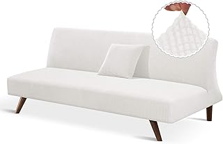 TAOCOCO 1 Pièce Housse de Canapé Extensible Jacquard Housse de Fauteuil Extensible Canapé Revêtement de Canapé Protecteur Décorative (Blanc, sans Accoudoirs)