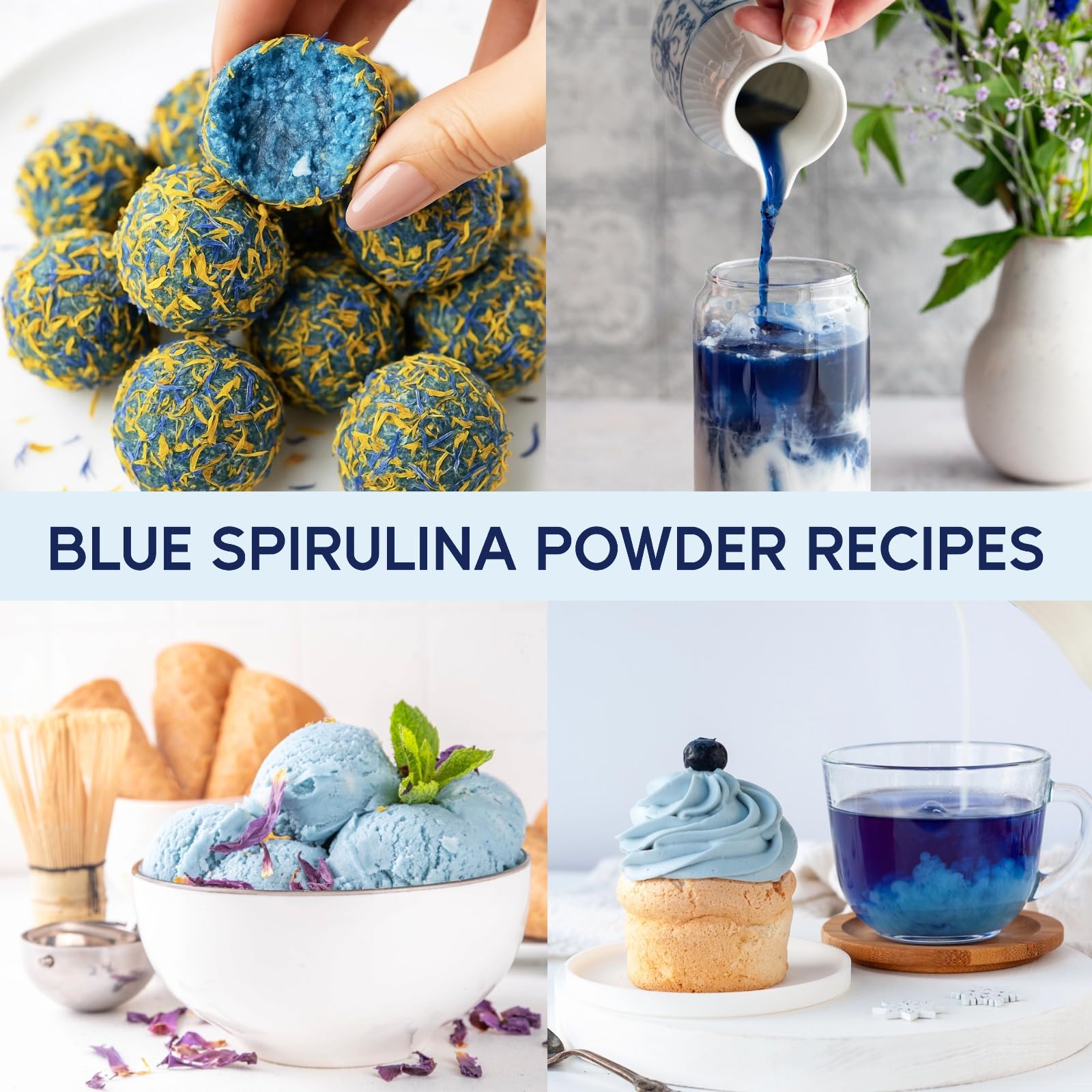 Amazon.com: Organic Blue Spirulina Powder 45g - Natural Food Coloring from Spirulina (Phycocyanin), Vibrant Ocean Blue for Baking, Lattes & Smoothies, No Additives, Includes Stainless Steel Spoon : Grocery & Gourmet Food