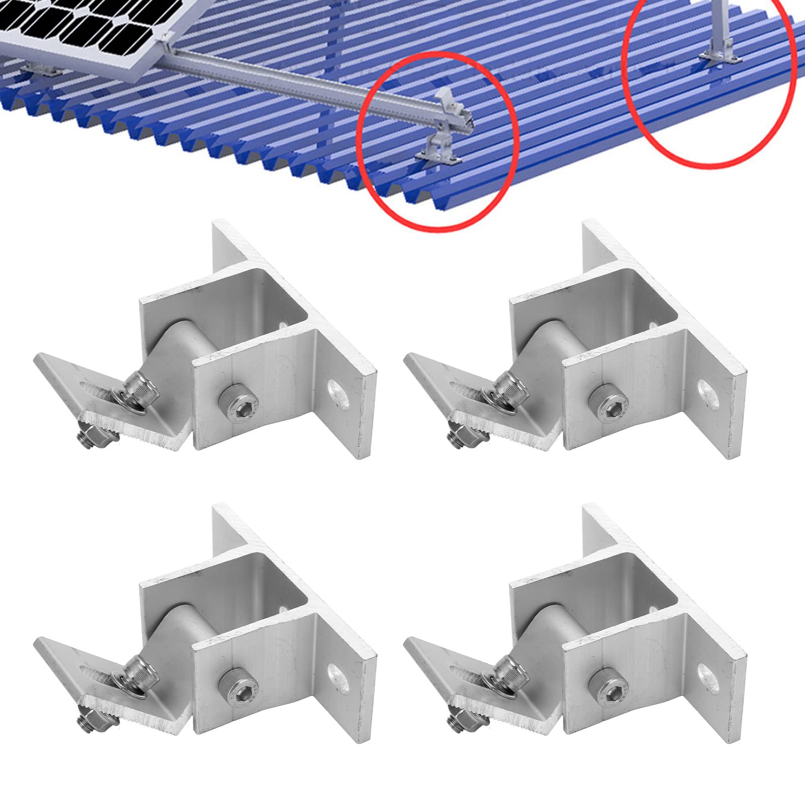 4 Set Piedino per Staffa di Montaggio per Pannello Solare, Kit Staffe di Montaggio per Pannello Solare, Supporto per Montaggio su Pannello Solare per Tetto