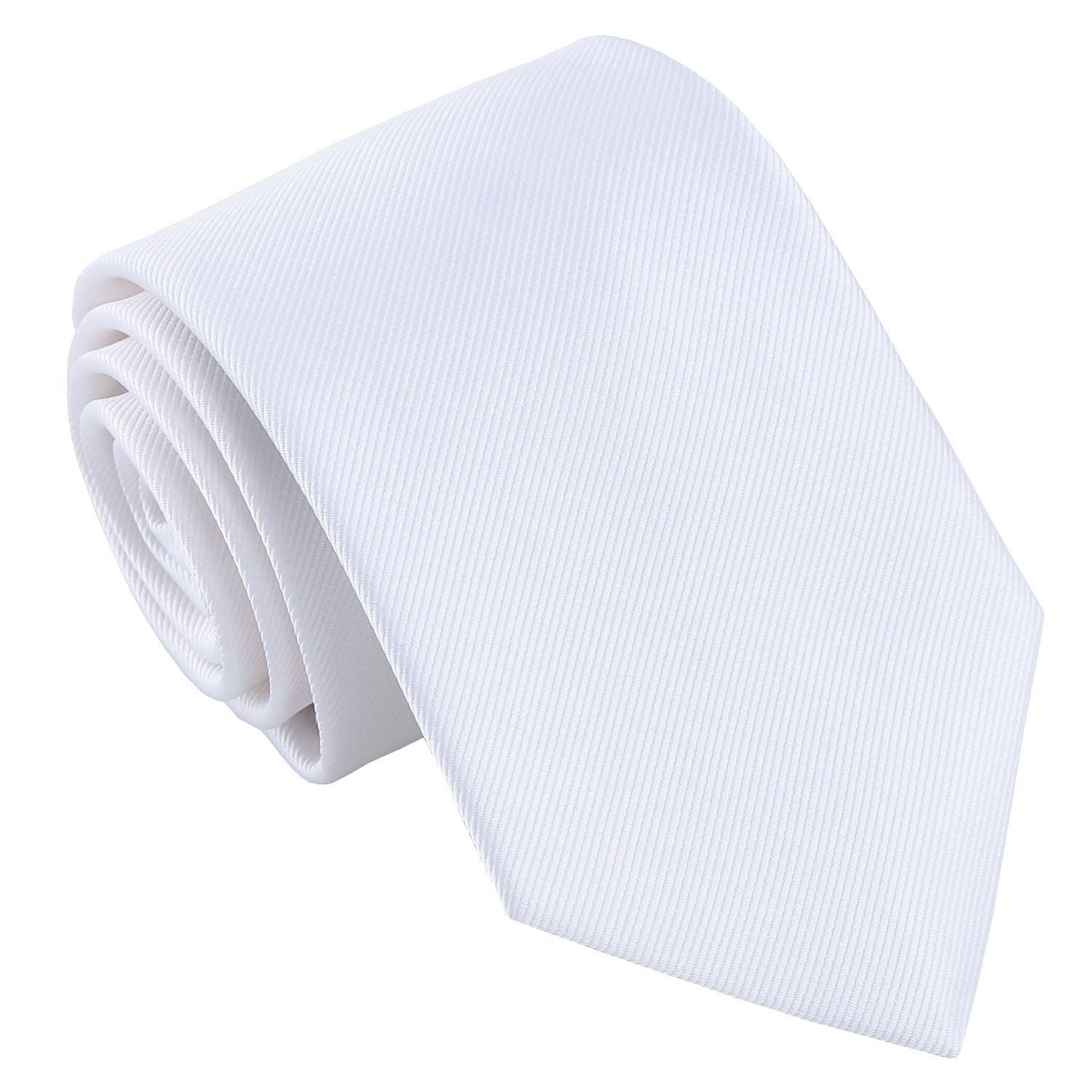 DQT Men's Plain Twill Wedding Formal & Business 8cm Classic Tie - White