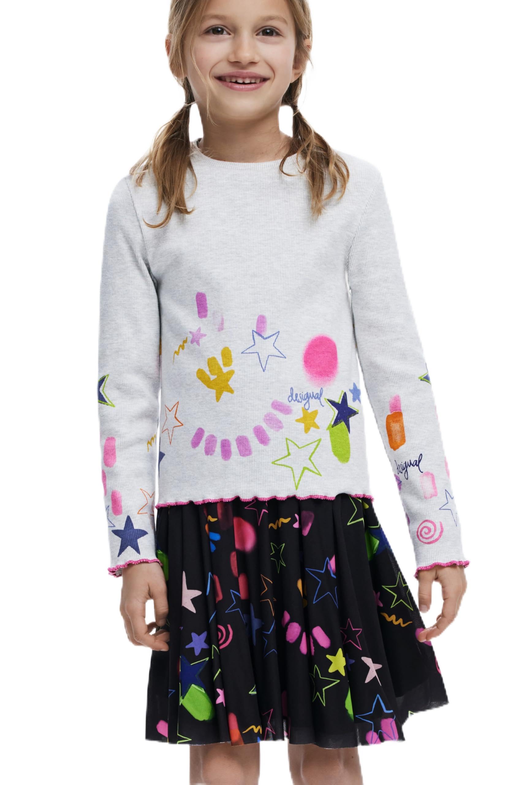 Desigual Unisex Weiß Kinder 25Sgtk10 T-Shirt, White, 13/14