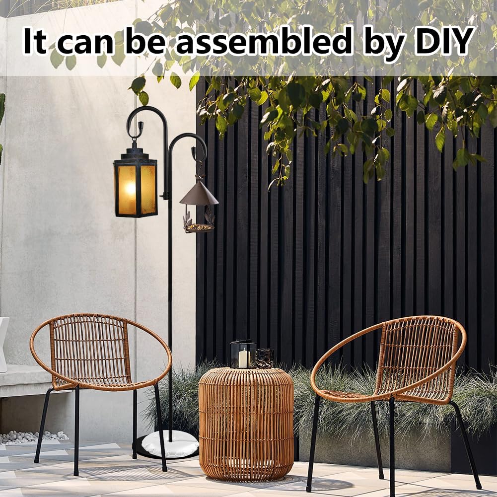 32-75" Shepherd Hook Stand, Adjustable Free Standing Pole Holder for Hanging Bird Feeders, Lanterns, Wreaths and Wind Chimes, Indoor and Outdoor Use on Patio, Yard or Porch