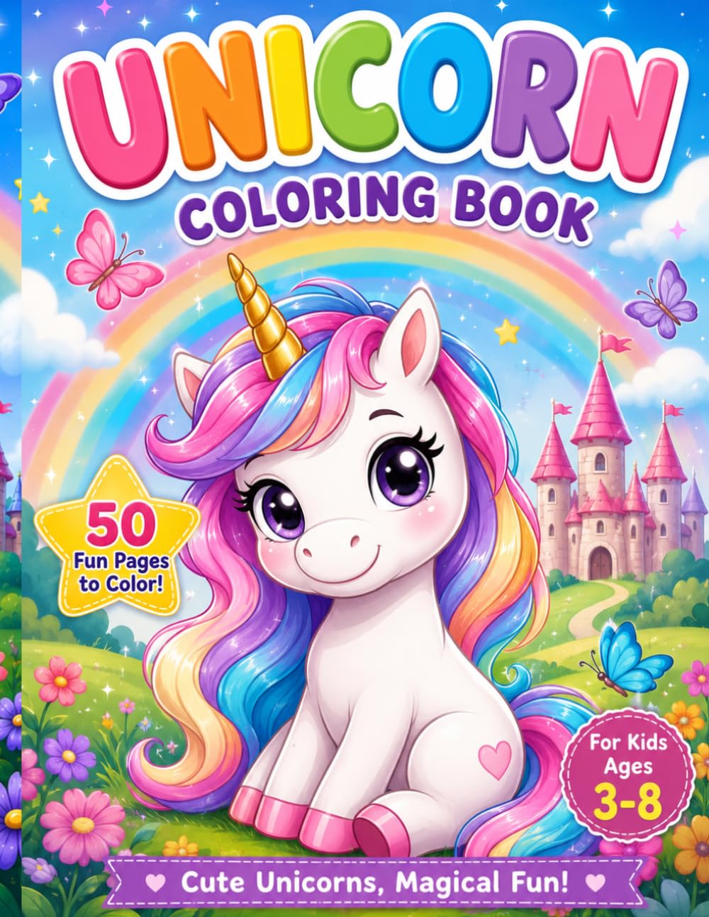 UNICORN COLORIN BOOK 50 Fun Pages to Color: Cute Unicorns, Magical Fun!