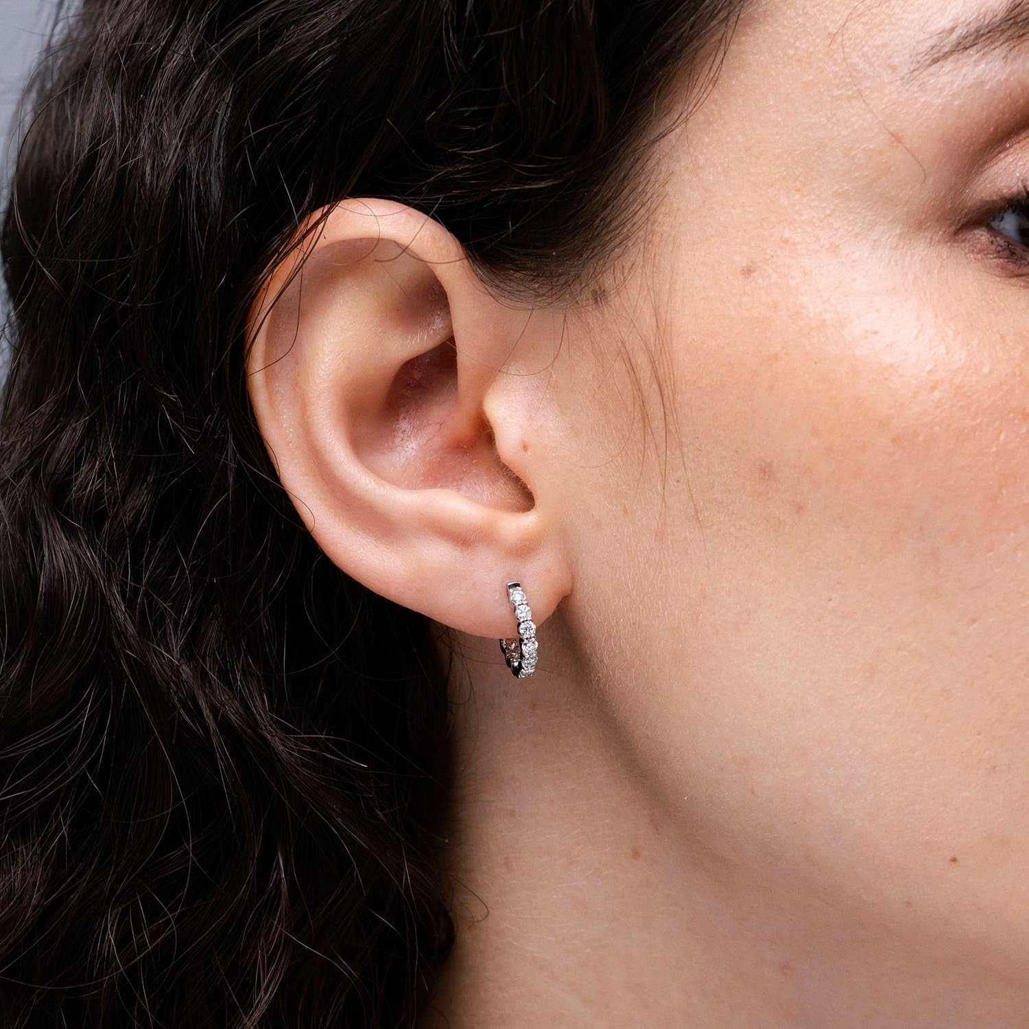 ANGARA Round Diamond Inside Out Hinged Clip Hoop Earrings in 14K Solid Gold/Platinum | Natural Prong-Set Diamond Hoops for Women | April Birthday, Anniversary Jewelry Gift - Image 3