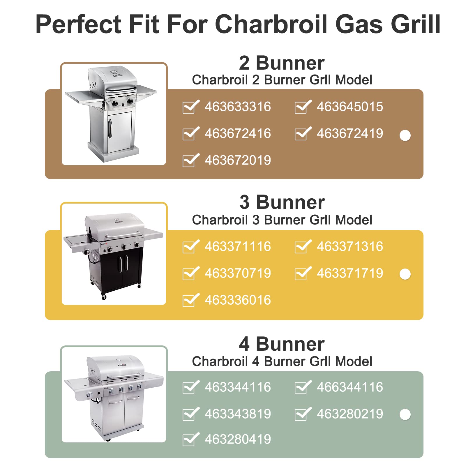 Criditpid Grill Replacement Parts for Charbroil Advantage 4 Burner 463344116, 463343819, 466344116 Models, Stainless Steel Grill Burners, Heat Plate Shields, Crossover Tubes and Ignitors.