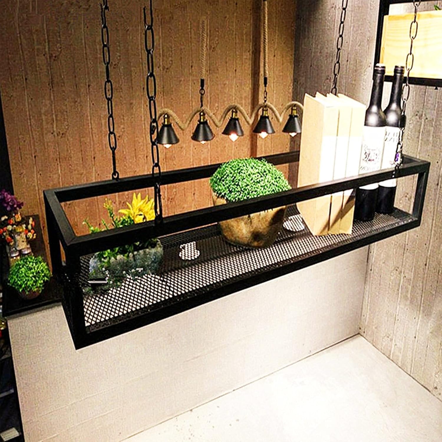 Amazon.co.jp: 吊り下げ式天井タイプキッチン収納棚フラワースタンド