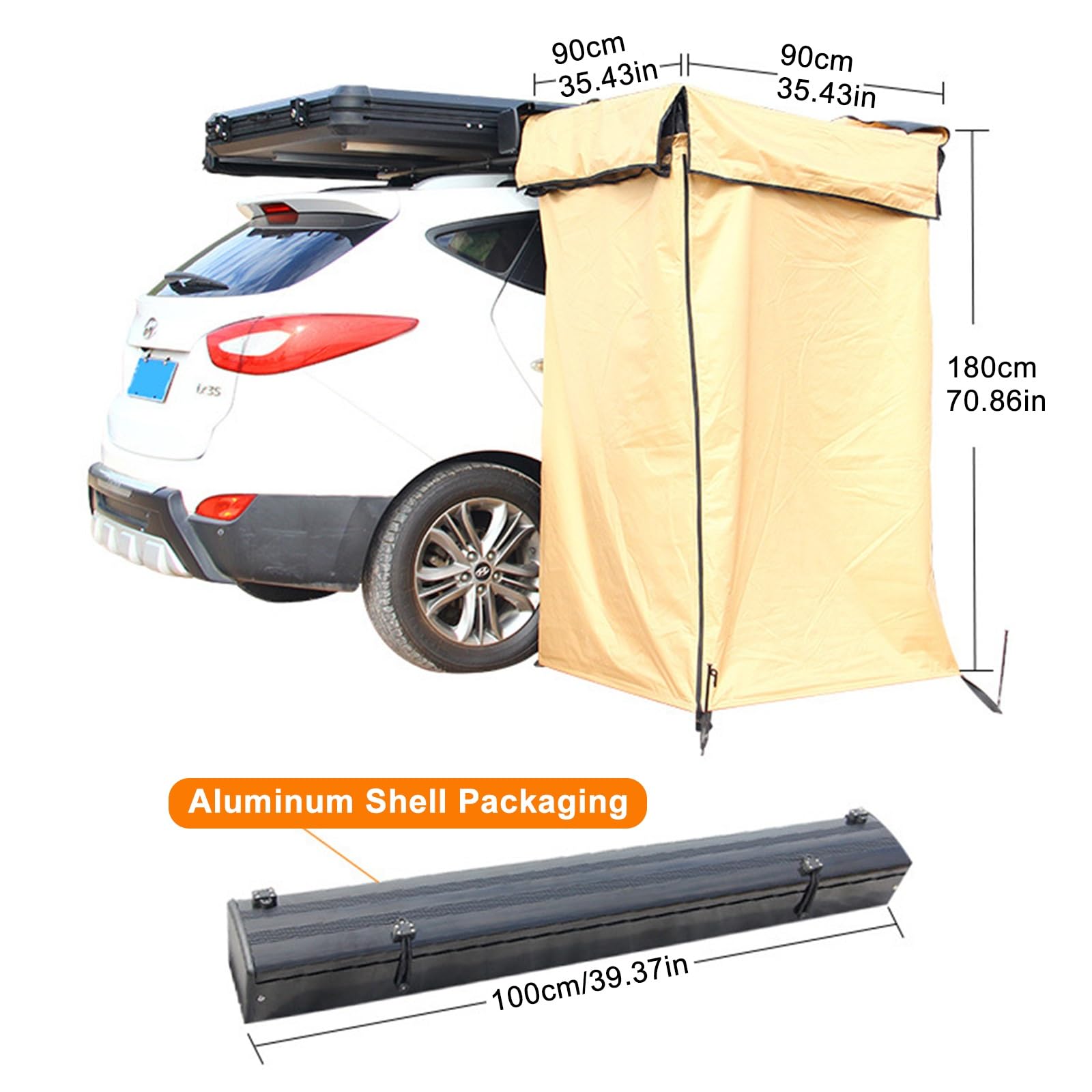 Tragbares Duschzelt Camping fürs Auto, Markisenduschzelt mit Dach und Bodenmatte, Wasserdichter Tragbarer Sichtschutz, Toilettenzelt, Umkleidekabine Mobil