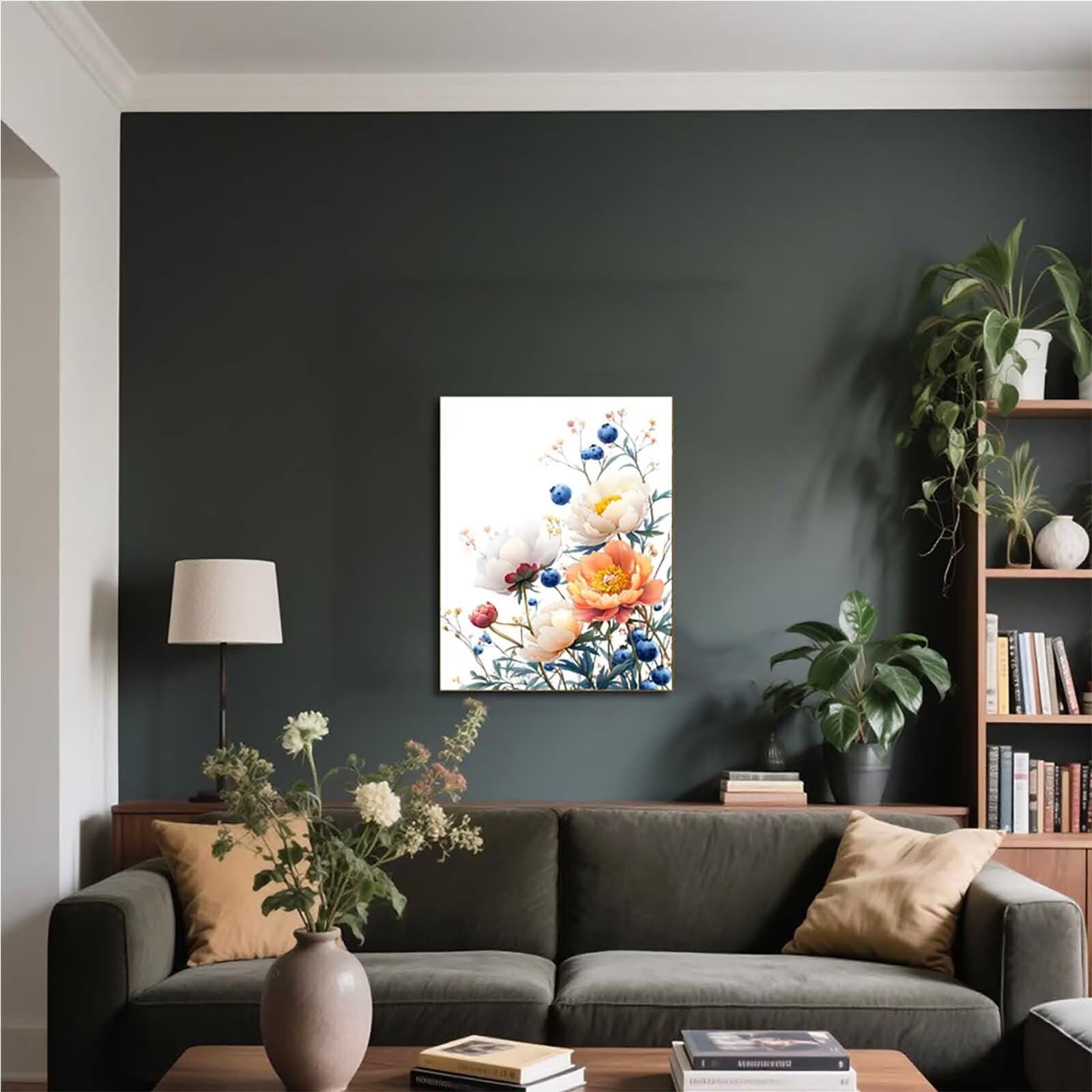 5D Diamond Painting Flower Diamond Painting Kit Completo, DIY Disegni con Perline da Attaccare Pianta, Diamantini Crystal Art, Strass Ricamo a Punto Croce Painting per Decorazione Casa 80x110cm C-8600