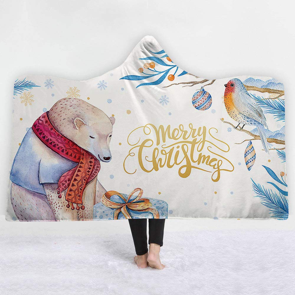 Couverture cadeau de Noël peluche ours pour enfants et adultes