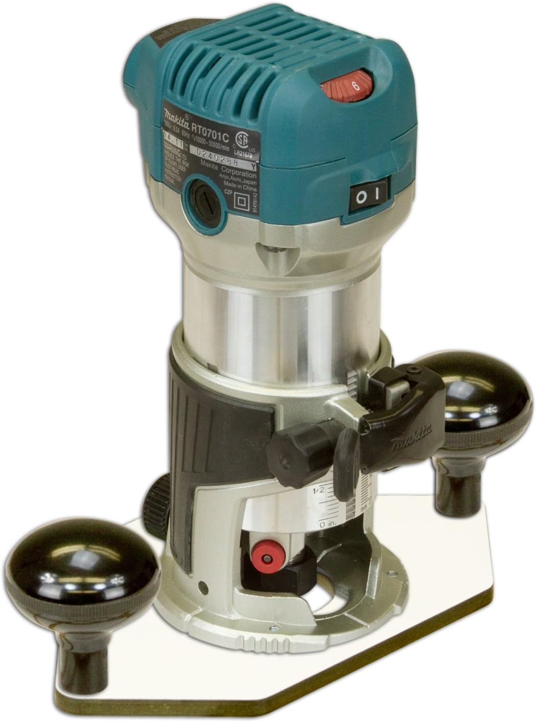 Woodhaven 8361 Trim/Compact/Palm Router Baseplate w/ 2" Bit Hole for Makita XTR01Z, DRT50ZX4 or MLCS compact routers, Durable Solid White Phenolic, w/Hardware Made in the USA