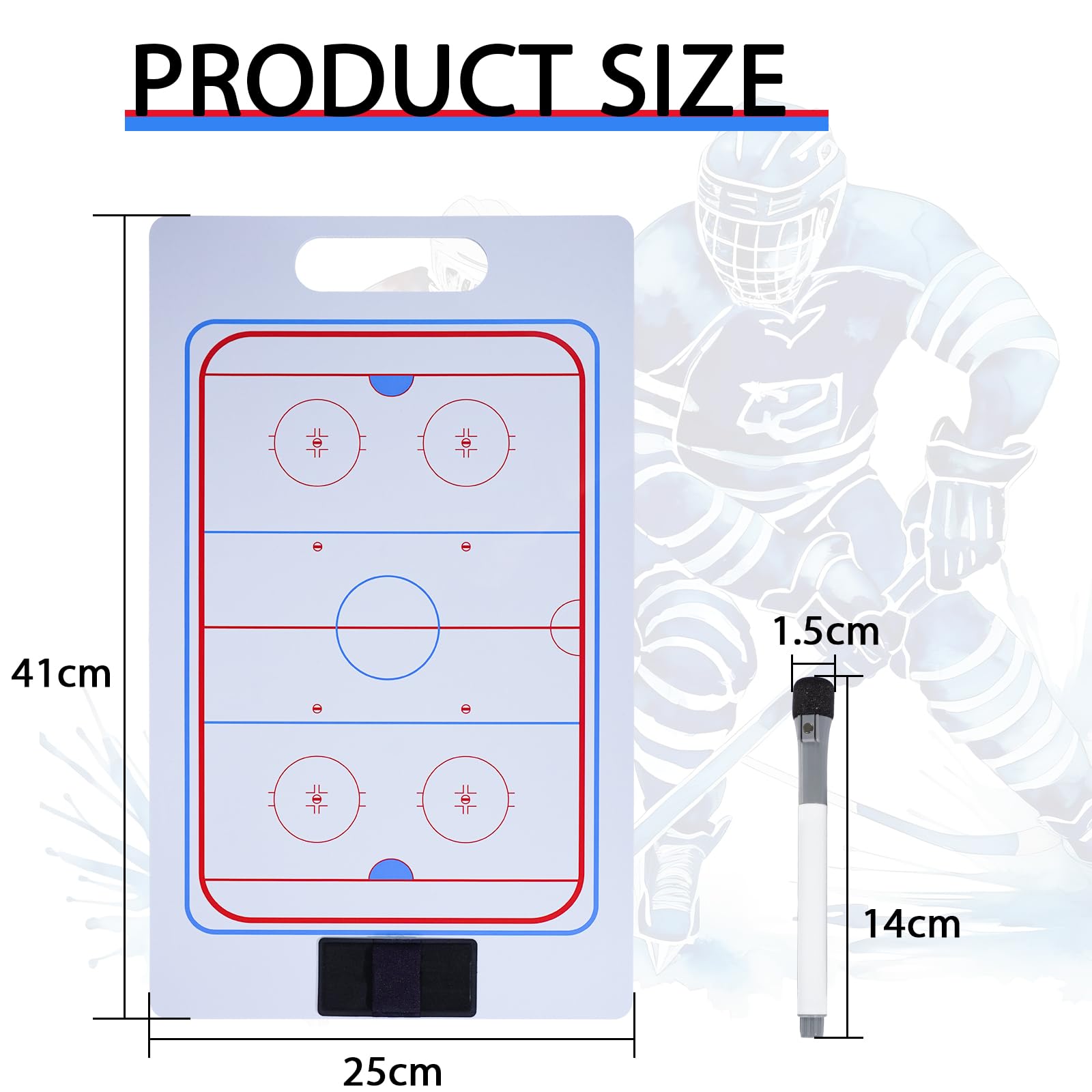 Joyeee Lavagna bianca tattica cancellabile su entrambi i lati con pennarello e clip per penna per allenatori, giocatori, accessori per attrezzature da hockey, regalo perfetto per allenatori, giocatori