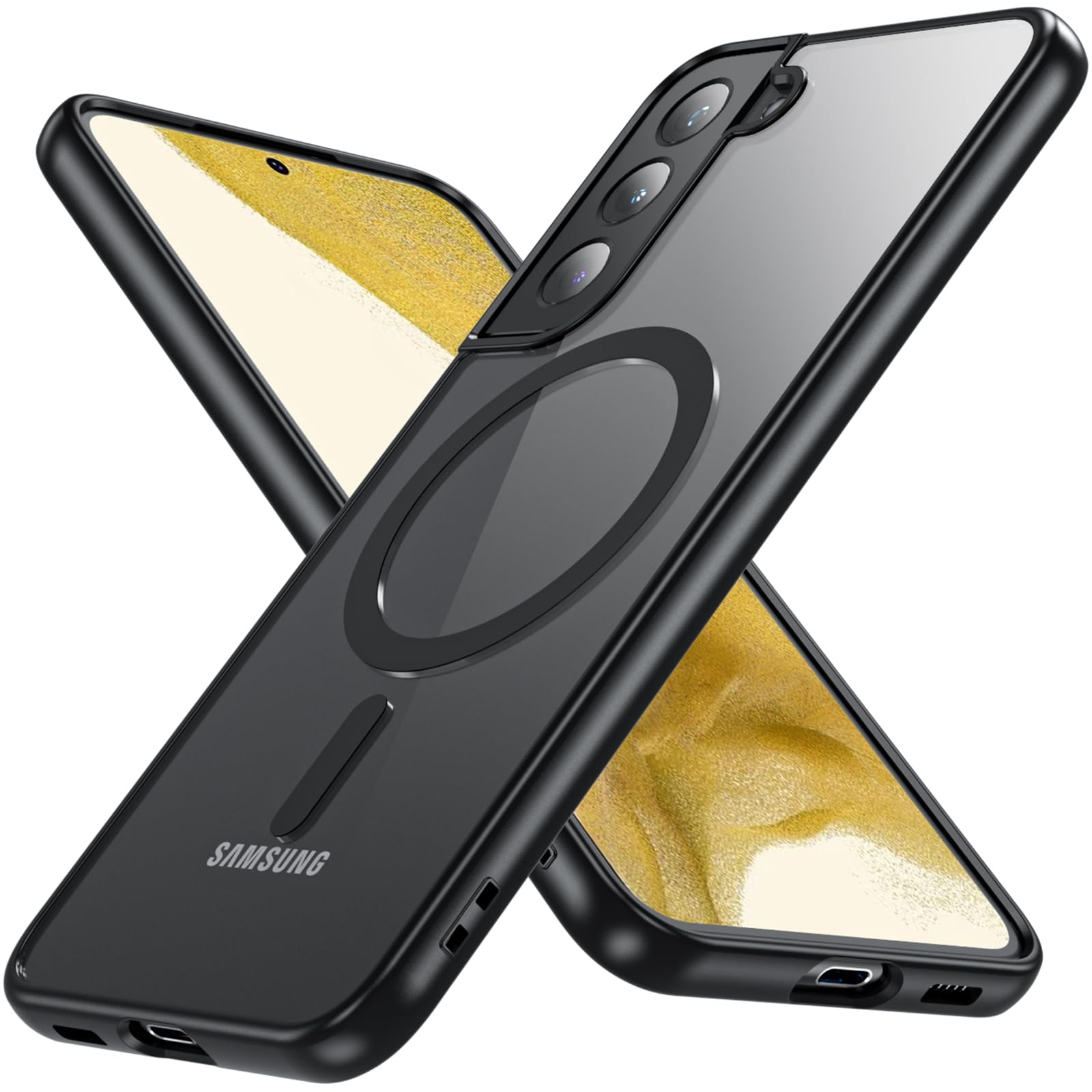 OWKEY Case for Samsung Galaxy S22 Plus,Magnetic Galaxy S22 Plus 5G Phone Case [Compatible with MagSafe] Slim Translucent Shockproof with Anti-Fingerprint Bumper Cover for Samsung S22 Plus (Black) Samsung Galaxy S22 Plus S22 Plus Black