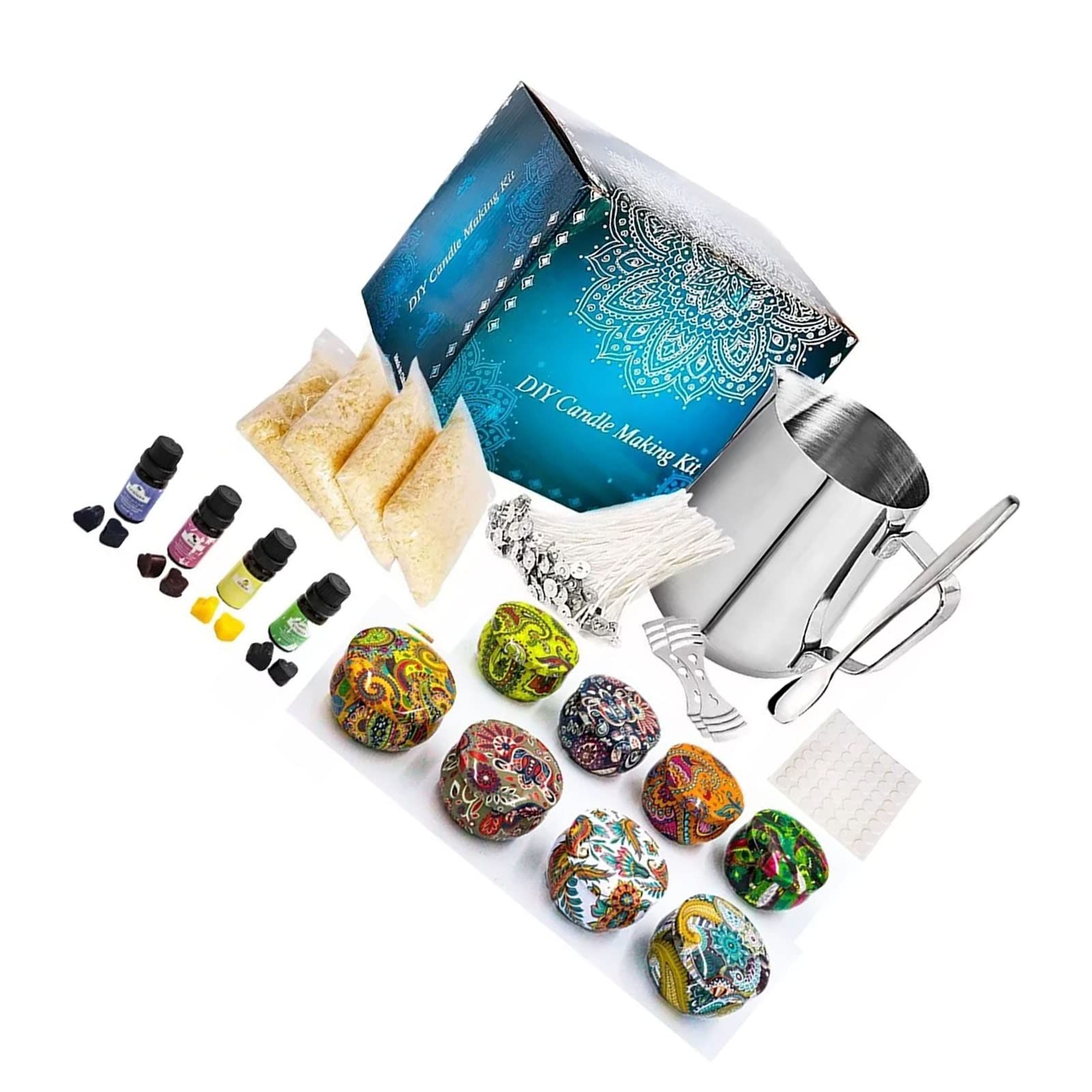 BTOSEP Kit de fabricación de velas, juego de velas perfumadas para adultos y adolescentes, material de cera de abeja, 4 unidades, 1200 g