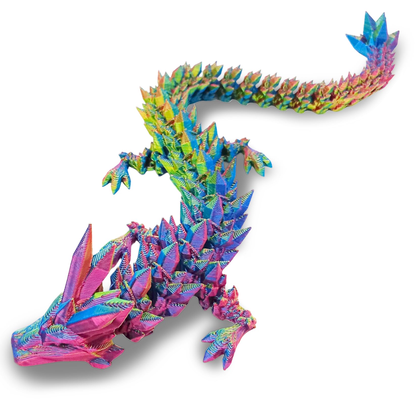 3D Printed Dragon Fidget Toy, Full Articulated Dragon Crystal Dragon, Home Office Decor Executive Desk Toys, Fidget Toys for Autism/ADHD/Type 2