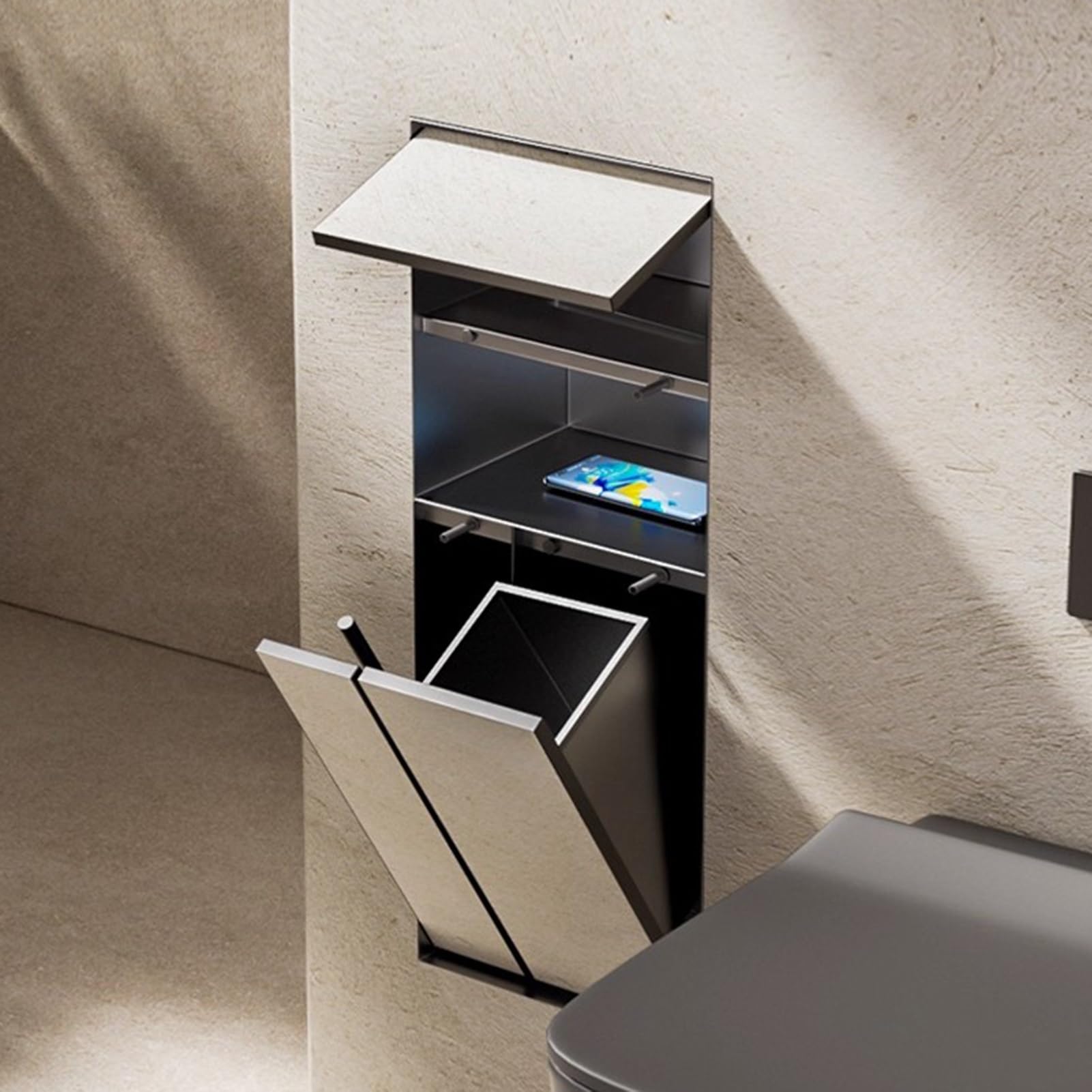 Toilettenpapierhalter Unterputz Eingebaute Toilettenpapier-Ablage, Wandregal, Fliesbare Duschnische, Platzsparender Badezimmer-Einbauschrank
