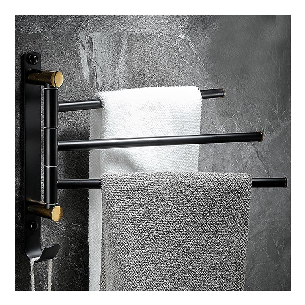 LMYSXAOZ Brass Swing Out Towel Bar,Towel Rack for Bathroom Kitchen, Holder Brushed Finished Folding Arm Swivel Hanger Storage Organizer Wall Mounted black1-3bar