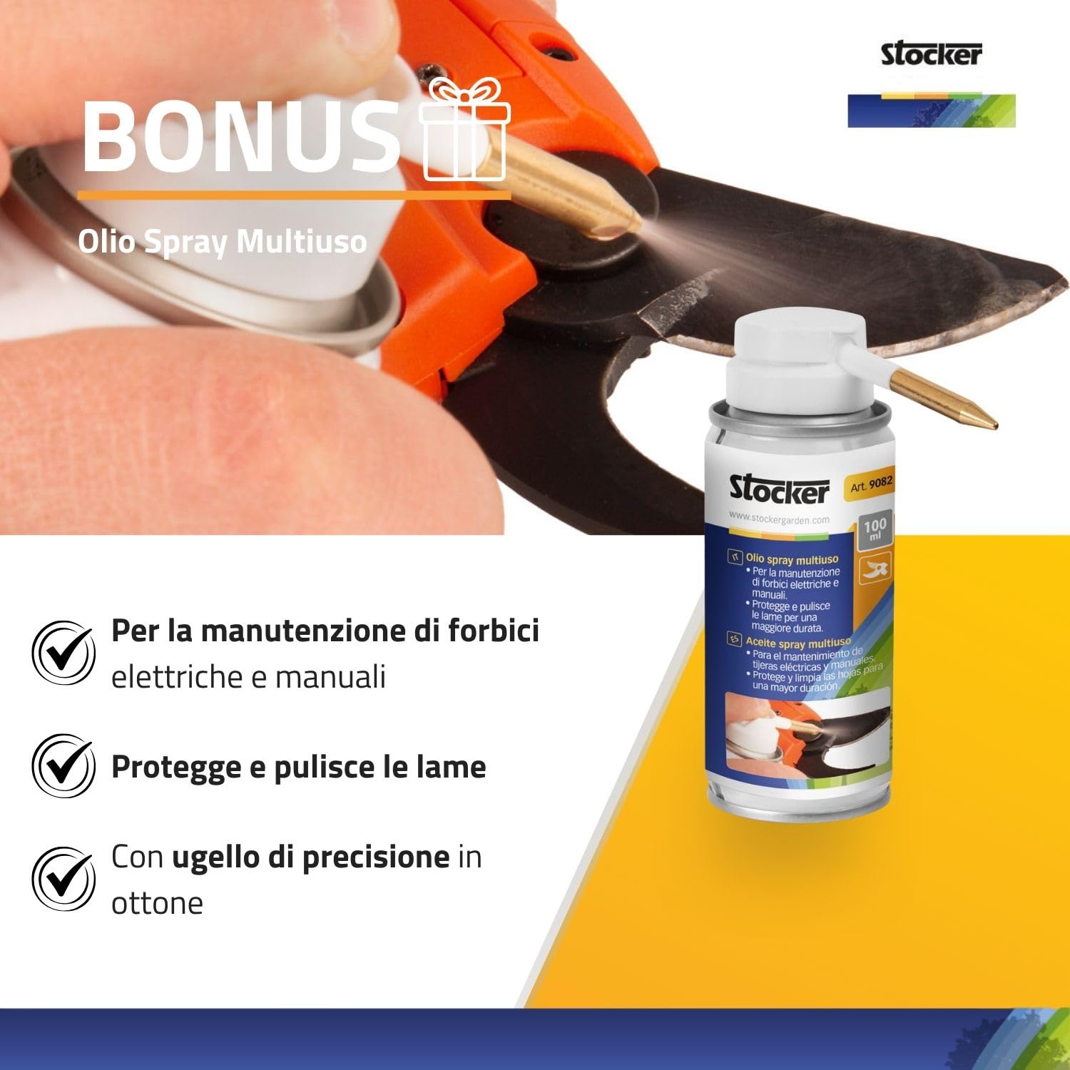 STOCKER - Kit Forbice Elettrica Magma E-40 TP con Batteria Fast Charge 21V 2,6Ah, Caricabatterie Doppio, Olio Spray 100 ml, Garanzia Estendibile fino a 60 mesi, kit potatura pronto uso