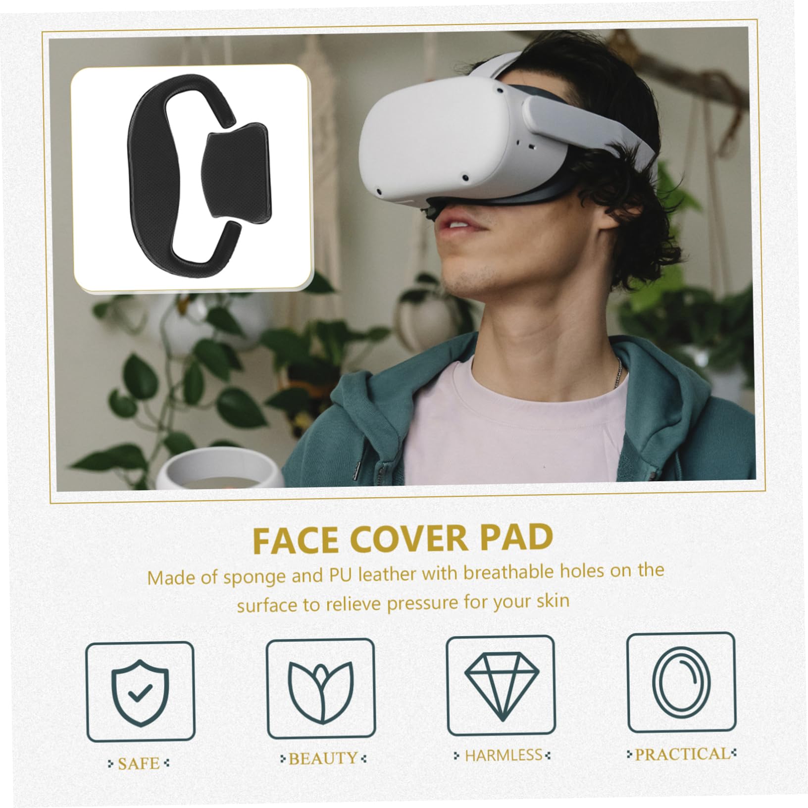 Hemobllo 3sätze Crystal Vr Gesichtspad Schweißabsorbierendes Rutschfestes Schaumstoffkissen Mit Lichtblockierung Atmungsaktive Langlebige Und Hautfreundliche Gesichtsbedeckung Für Vr