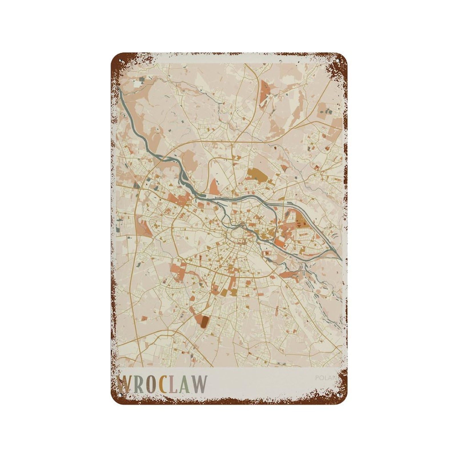 xiaoxiaoshen Wroclaw Map Poland Travel Gift Boho Wall Decor Art Metal Tin Poster Modern Home Decor Art Home Bar Shop Decorations Vintage Sign 30x20cm
