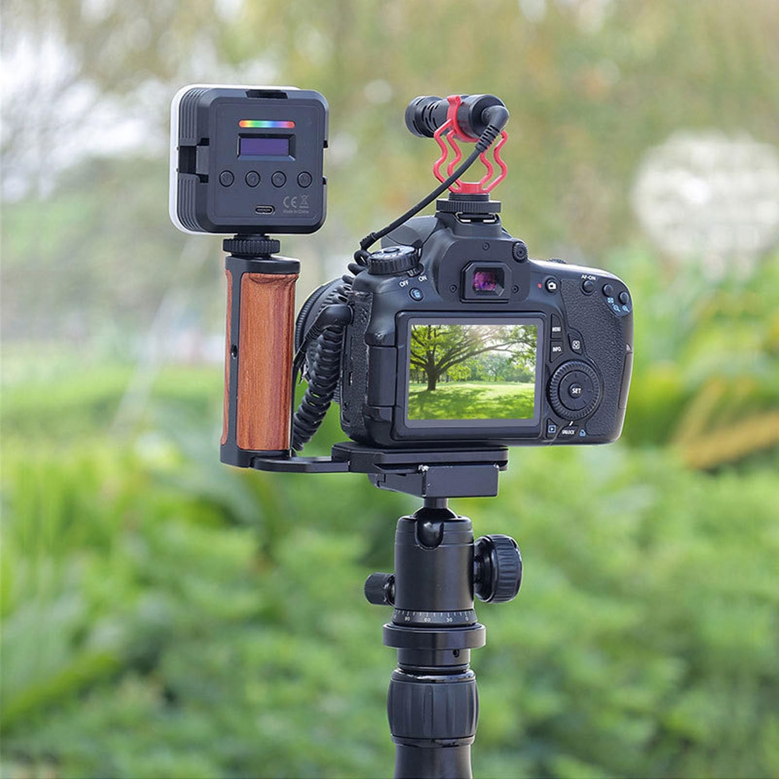 Micro Single Camera Universal Side Handle, Horizontal Vertical Shooting L Plate Bracket With 1/4 Inch Screw Hole Cold Shoe For Microphone LED Light