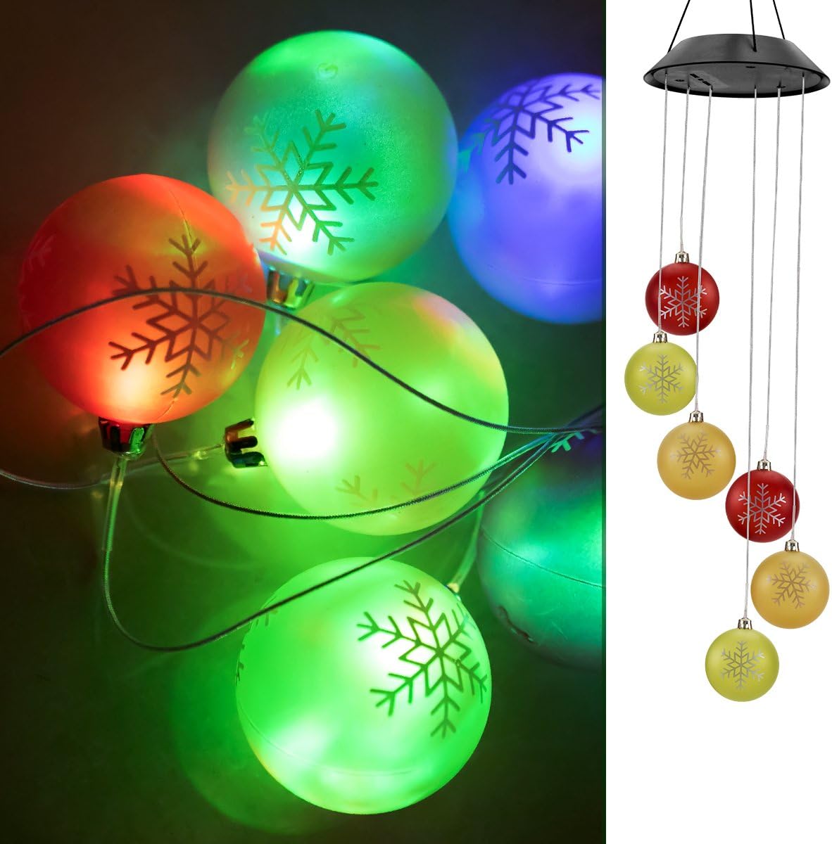 YLYYCC Color Changing LED Solar Wind Chimes Path LED Changing Light Color Waterproof Snow Ball Wind Chimes for Dinner Party/Garden/Corridor Decoration