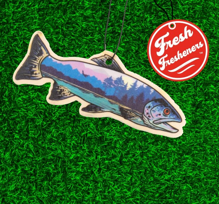 Image of Outdoor Adventure Car Air Freshener 4 Pack Scented With Premium Oils By Fresh Fresheners (Trout)