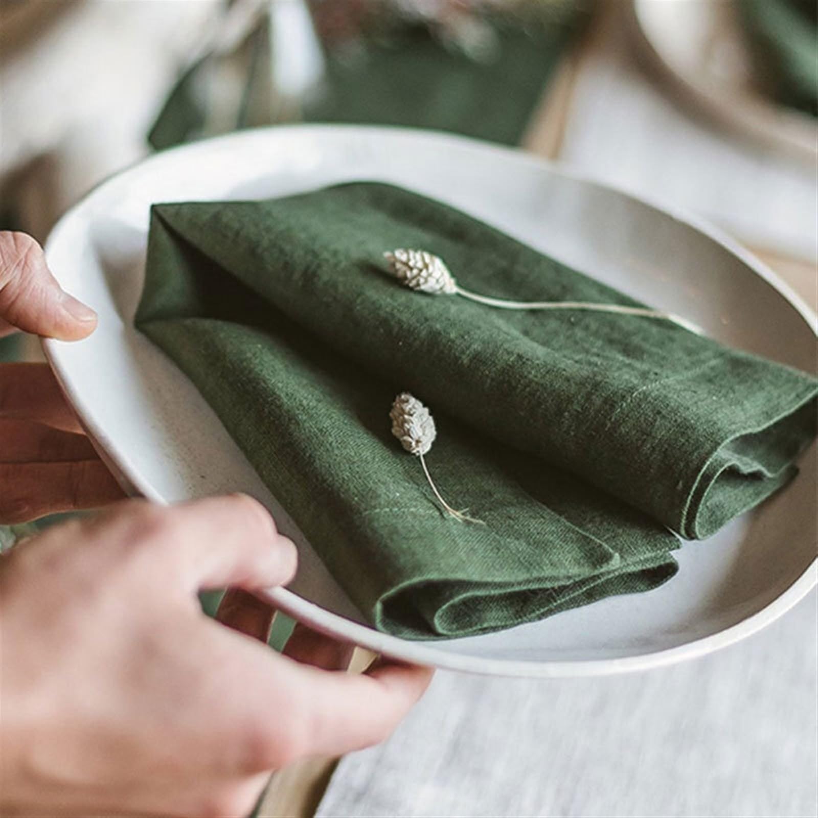 Cloth Napkins 6PCS 100% Linen Table Napkins,30x45cm Natural Material