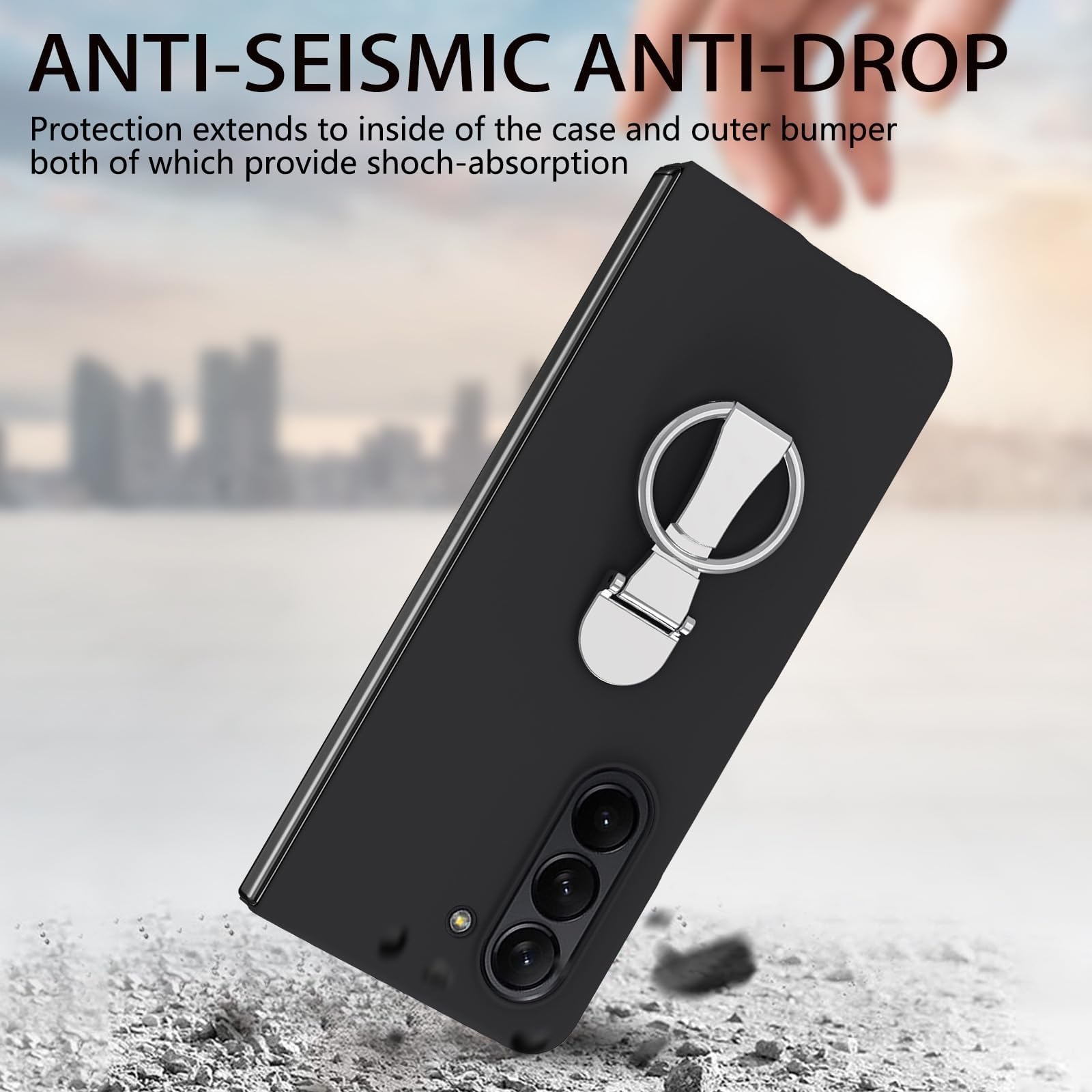 Custodia Per Samsung Galaxy Z Fold 6, Sottile Antiurto Custodia In Pc Smerigliato, Vetro Temperato Custodie Schermo Protettive, Custodia Con Supporto Ad Anello Girevole A 360°(Yellow)