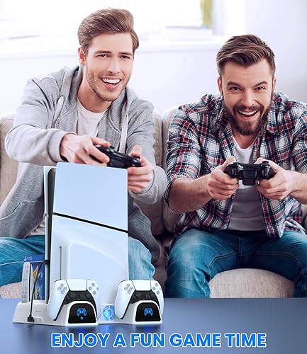 Miniatura 7 de PS5 Slim Stand with 2 Cooling Fan, Dual Fast PS5 Controller Charging Station with Games Storage, PS5 Cooling Station PS5 Accessories Vertical Stand
