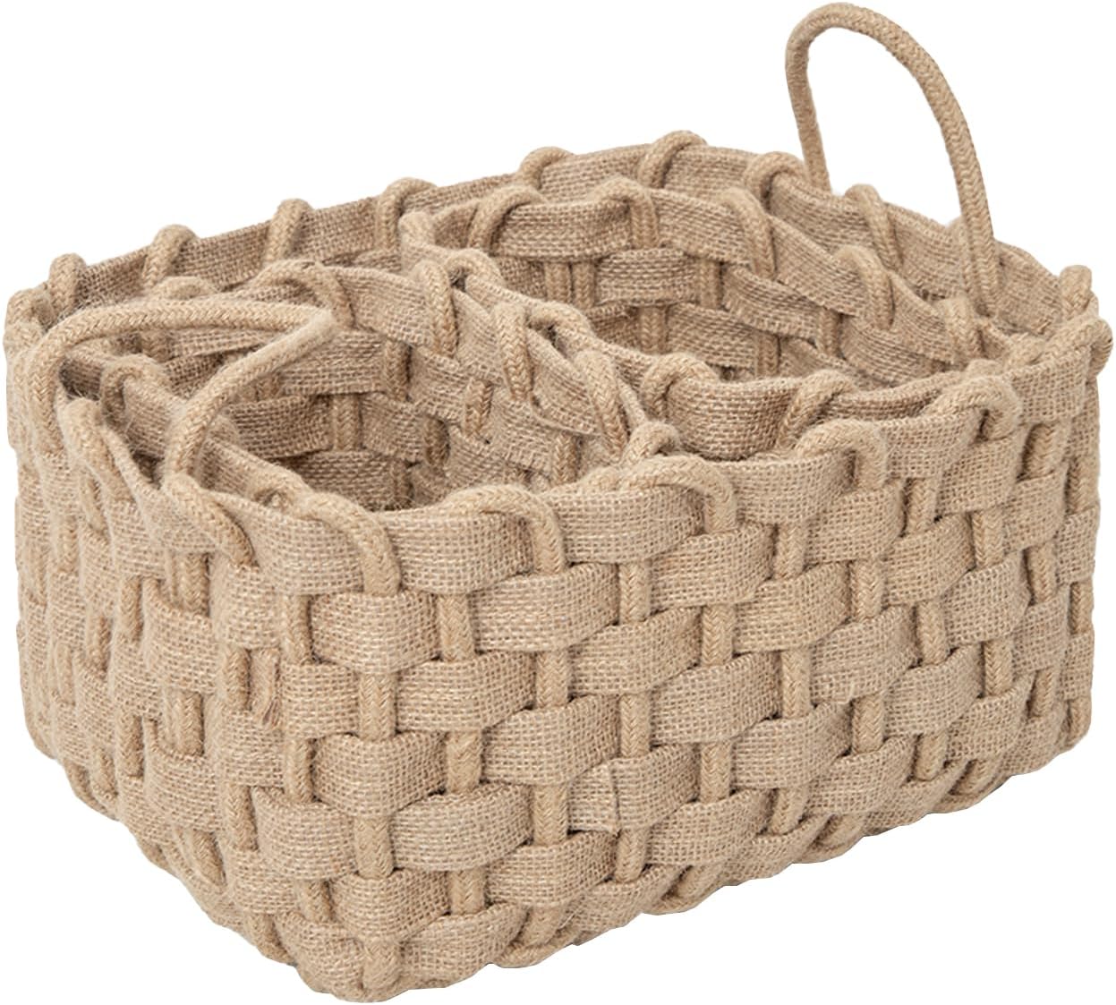 Storage Baskets, Hand Woven Storage Basket with Built-in Handles, Blanket Basket for Toy, Organizing, Shelves, Bedroom, Living room, 3 Pack