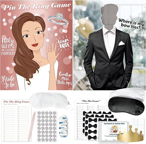 Pin the Ring en el juego de la novia, 2 piezas de despedida de soltera juegos de regalos de despedida de soltera, estilo novio