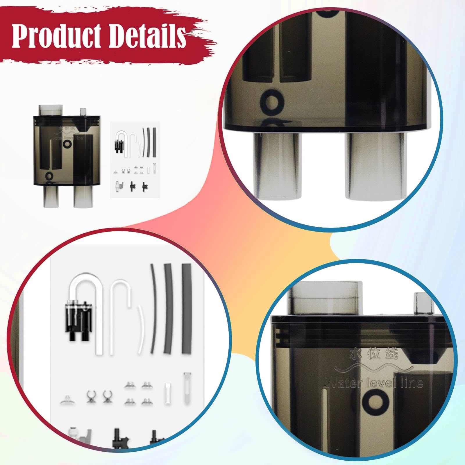 Aquarium Überlaufbox Set, Kompakte Siphon Überlaufbox mit Einstellbarem Wasserstand, Aquariumzubehör Aus PP Material, Ade, Schwarz