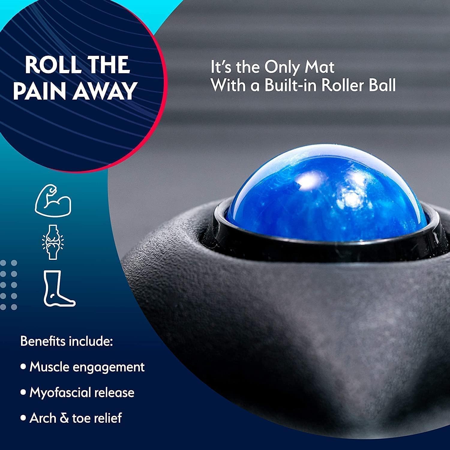 Anti-Müdigkeitsmatte – Genius Stehtischunterlagen – Ergonomische Oberfläche mit rollendem Massageball & Auslösedruckpunkten – Arbeits- & Bürozubehör