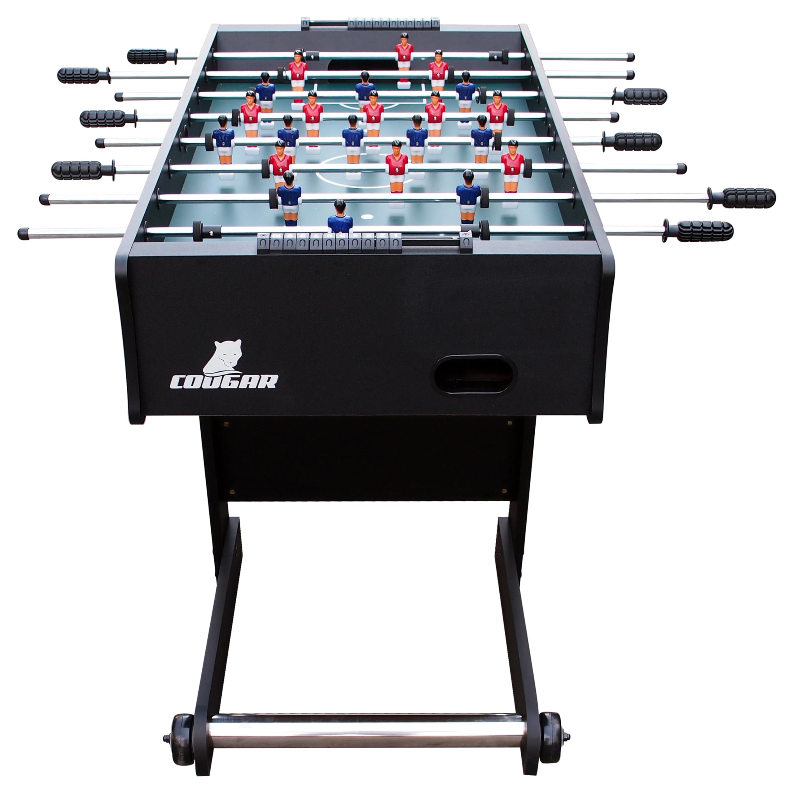 Cougar Table De Babyfoot Scorpion Kick Noir | Jeu De Football De Table Pliable Intérieur pour Tous Les âges | avec 2 Balles & Comptoir De Points