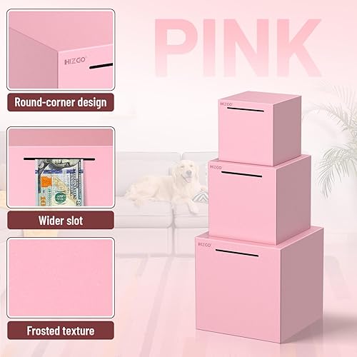 Miniatura 3 de hizgo Alcancía rosa para adultos, alcancía de acero inoxidable para adultosniños, debe romperse para abrir, caja de ahorro de dinero sin abrir (7.9