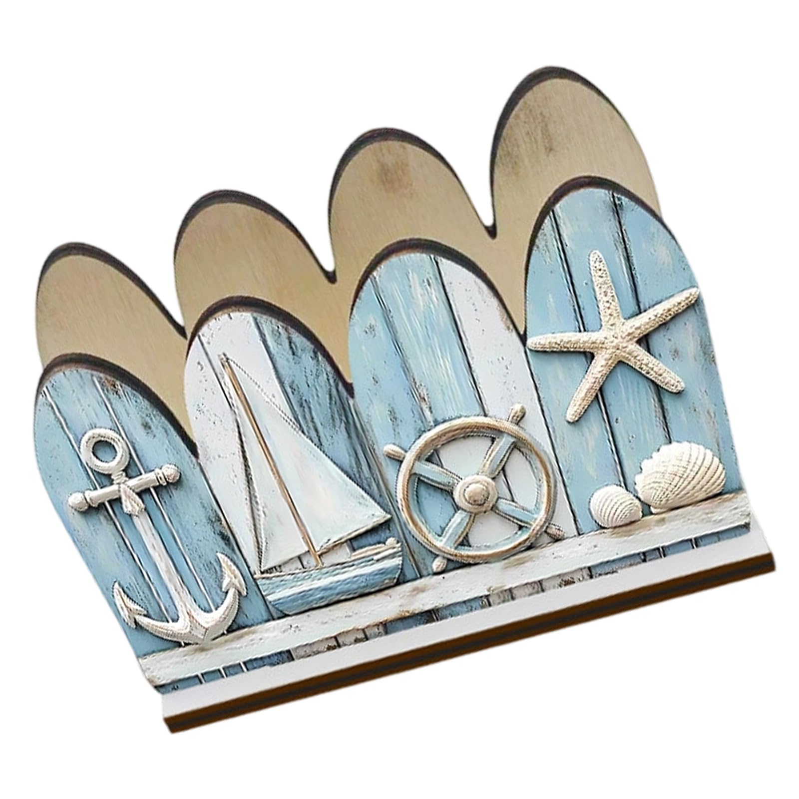 our fave Wooden Napkin Storage Stand Designed with Nauticals Lighthouse Shell and Starfishes Theme Wooden Napkin Holder